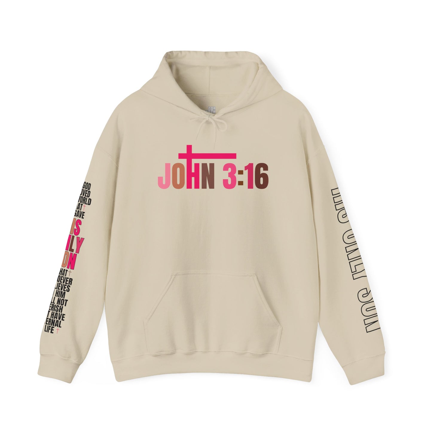 Pink His Only Son John 3:16 Bible Verse Christian Hoodie