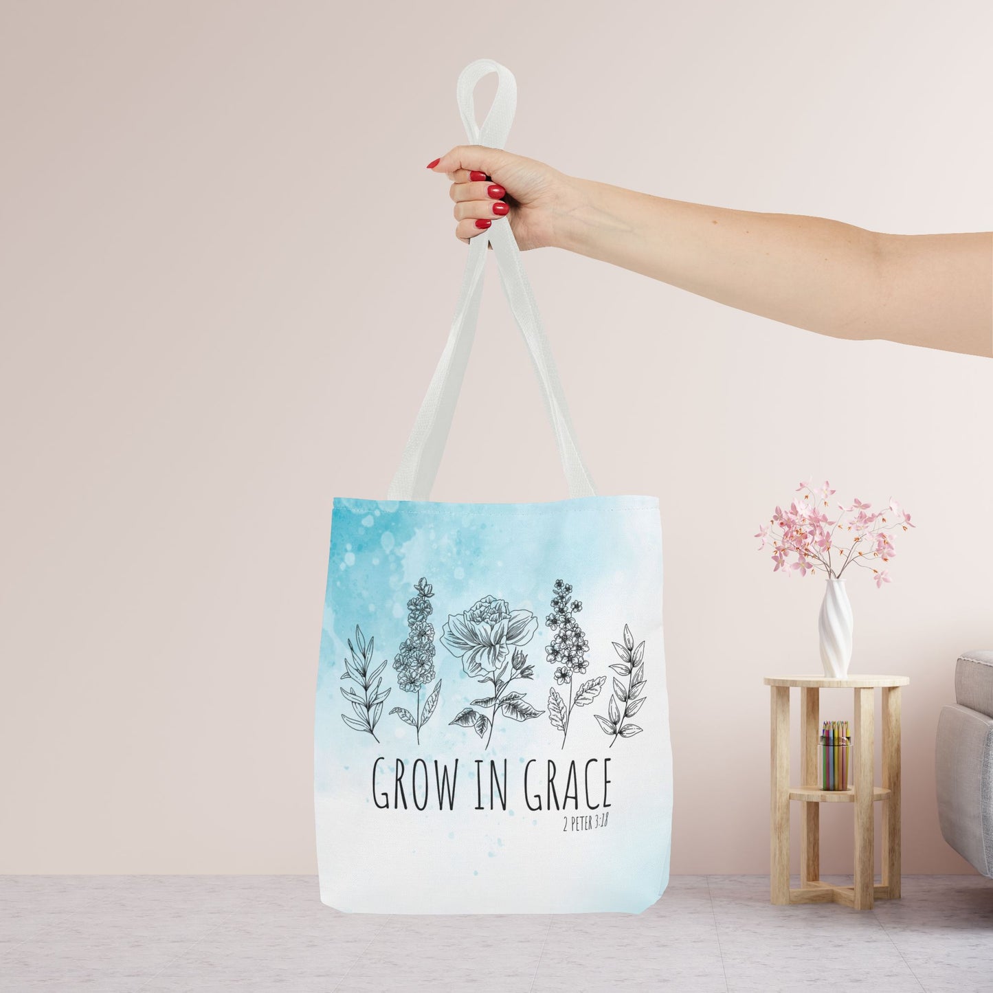 Grow in Grace Tote Bag - Christian Tote Bag