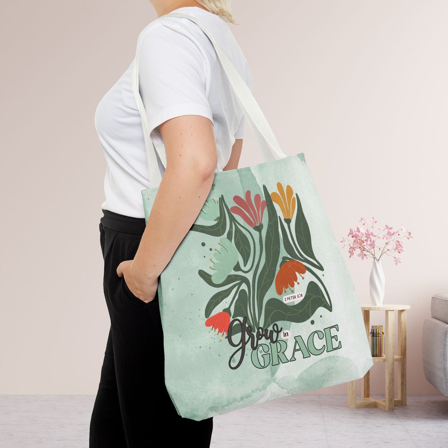 Grow in Grace Tote Bag - Christian Tote Bag