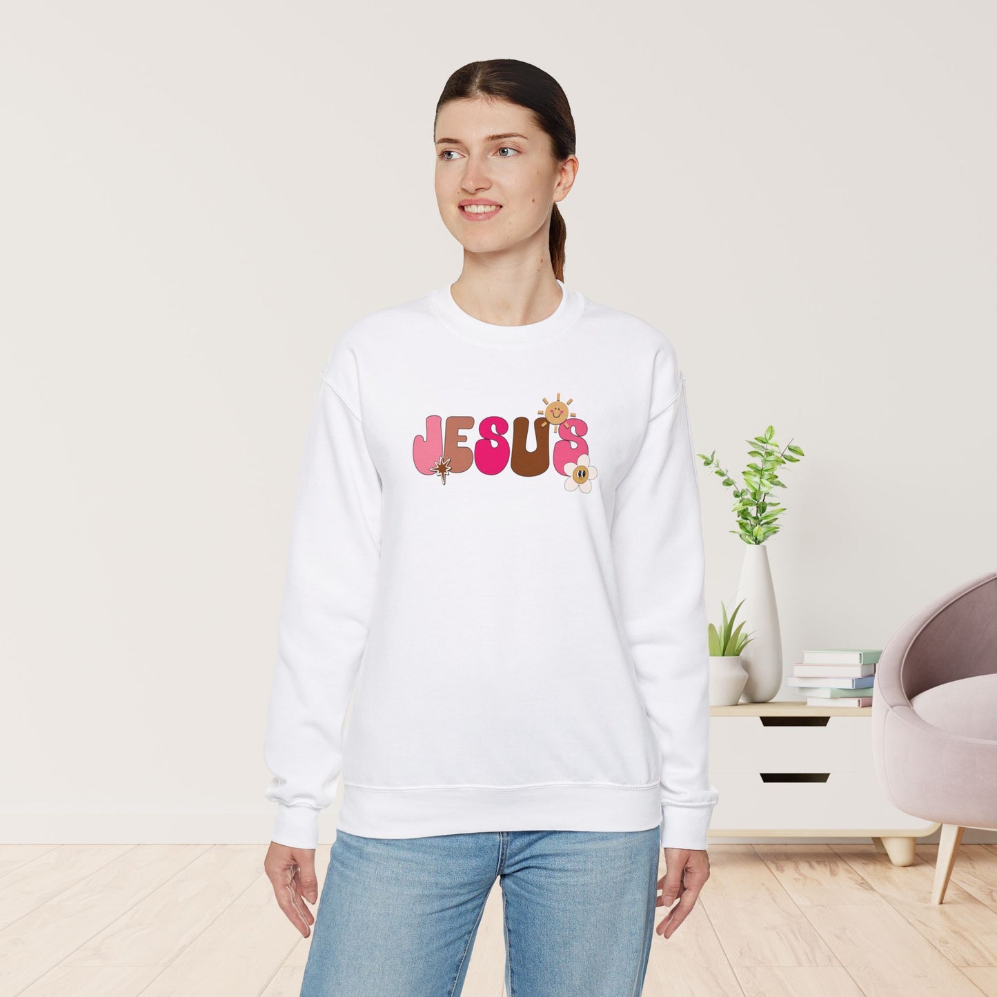 Pink Jesus is the Way John 14:6 Bible Verse Christian Sweatshirt