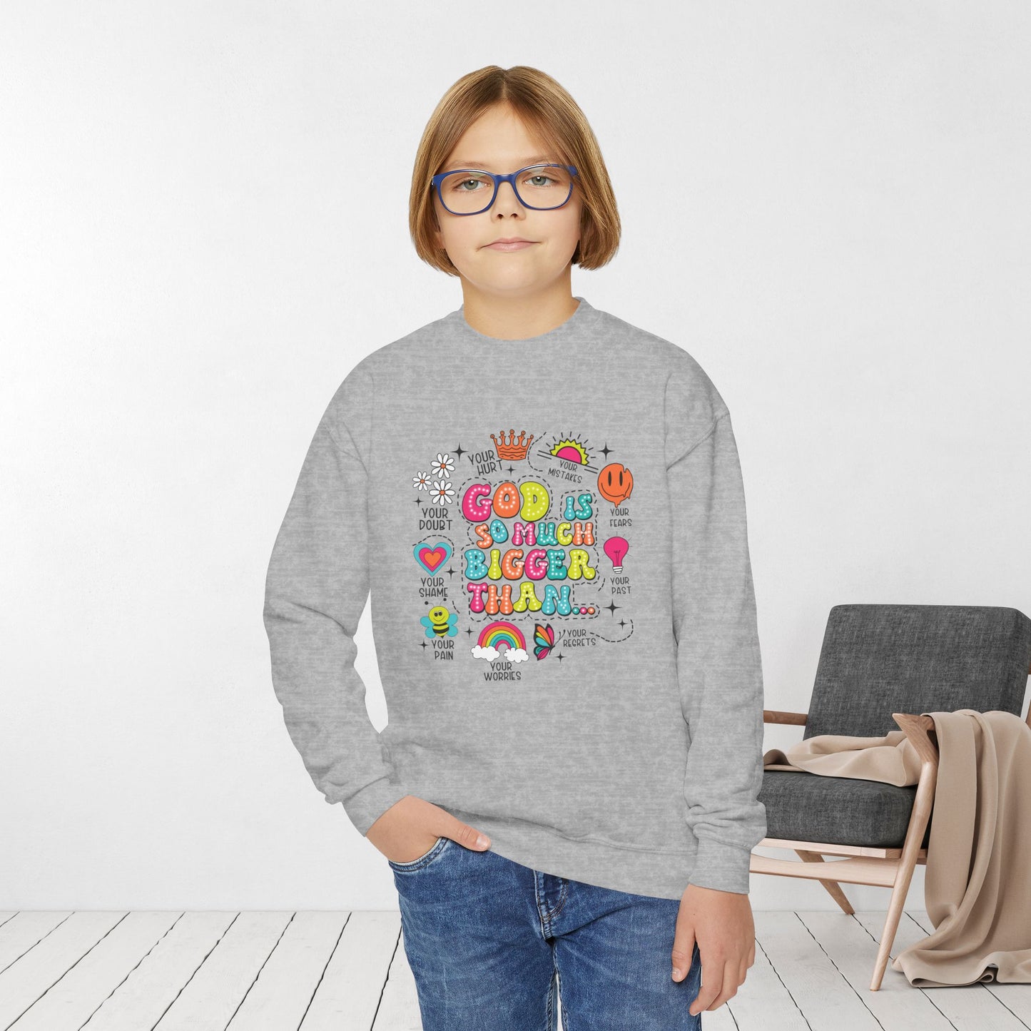 God Is So Much Bigger Youth Christian Sweatshirt