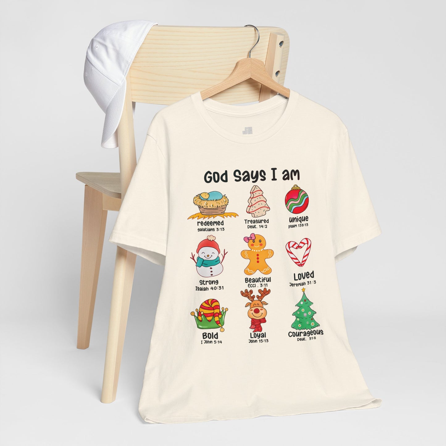 God Says I Am... Soft Cotton Tee - Christian Christmas Shirt