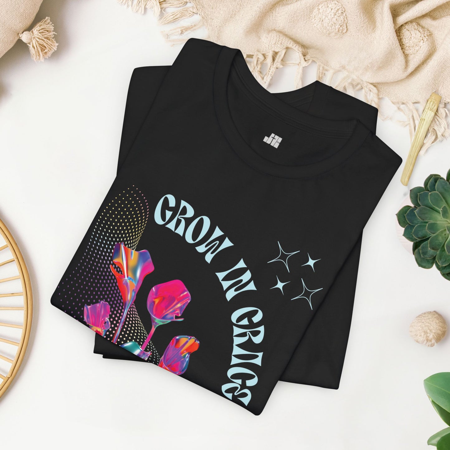 Trendy Grow in Grace Soft Cotton Tee - Bible Verse T-shirt