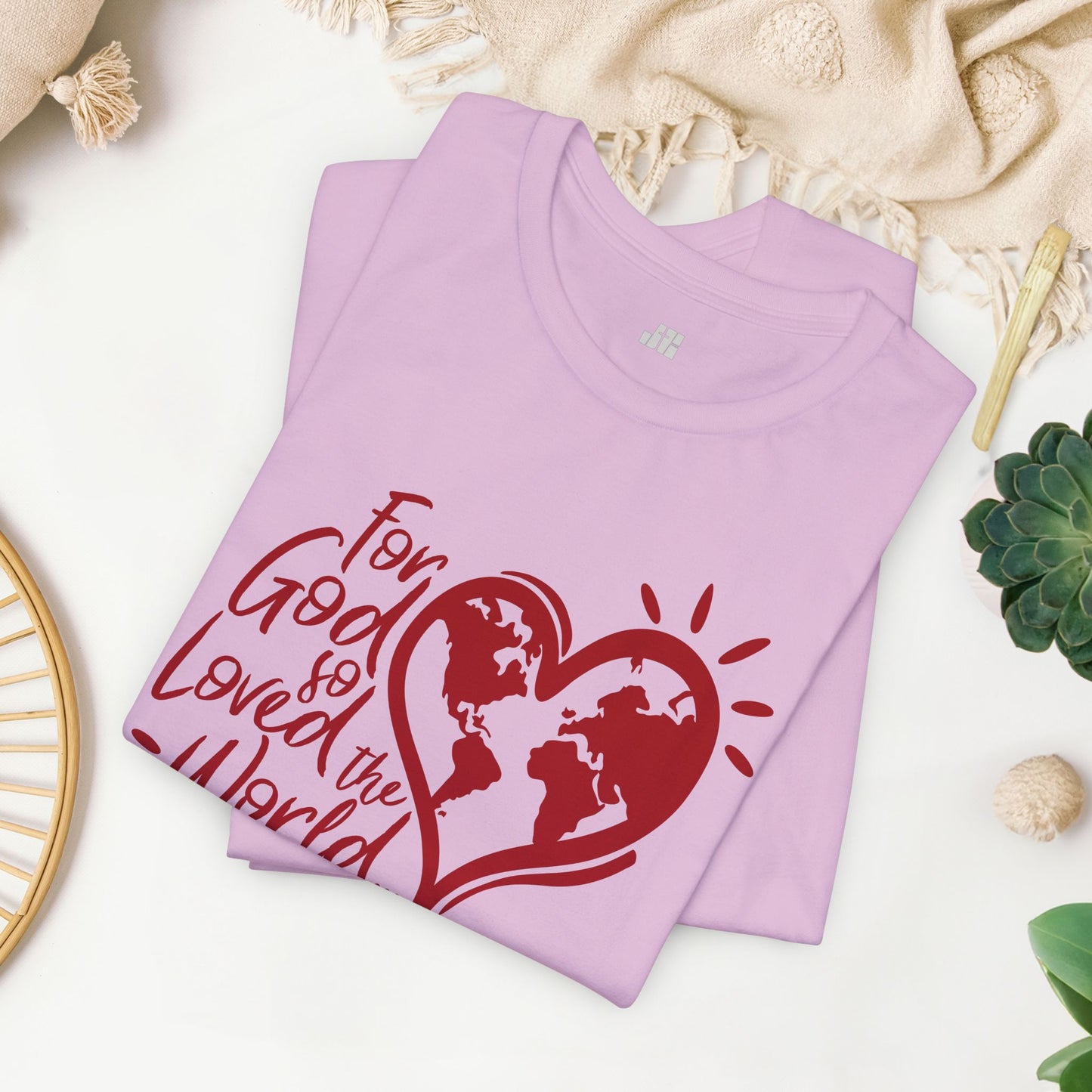 For God So Loved The World Soft Cotton Tee - John 3:16 Bible Verse Christian Tee