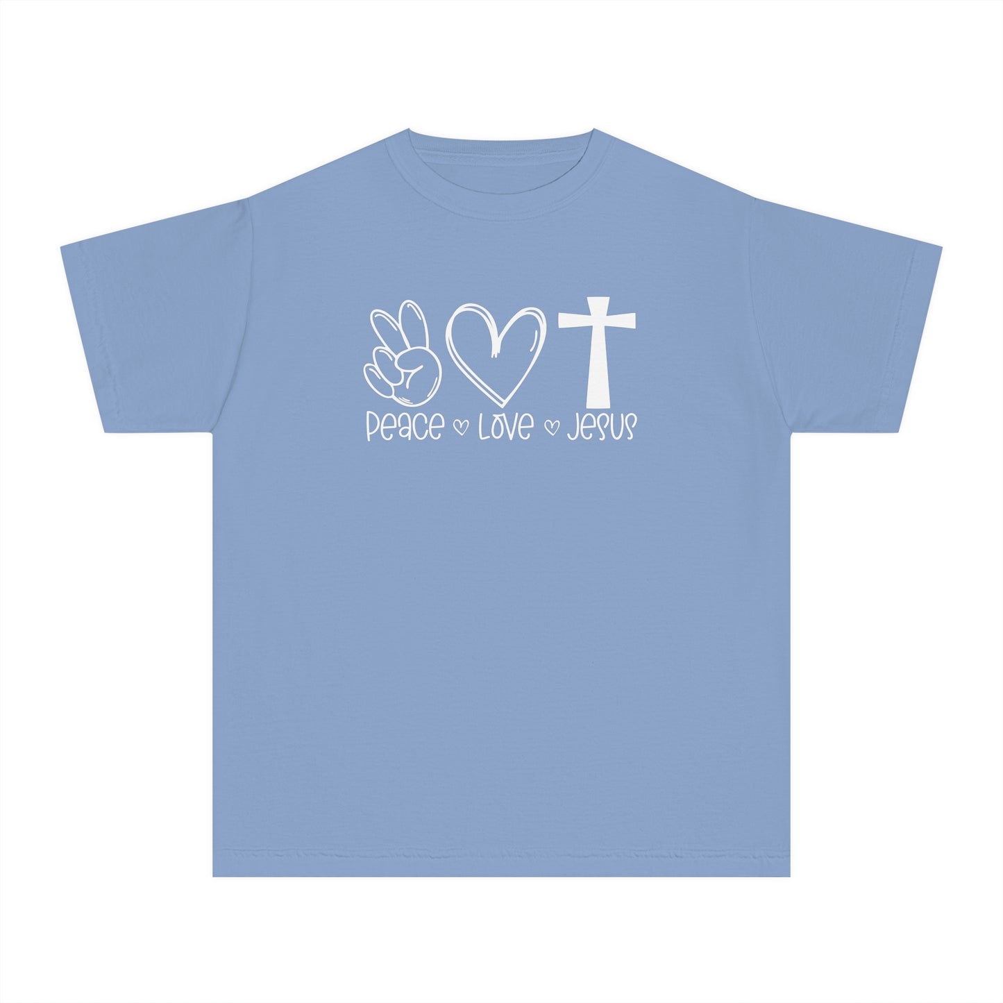 Peace Love Jesus Comfort Colors Youth Christian Shirt