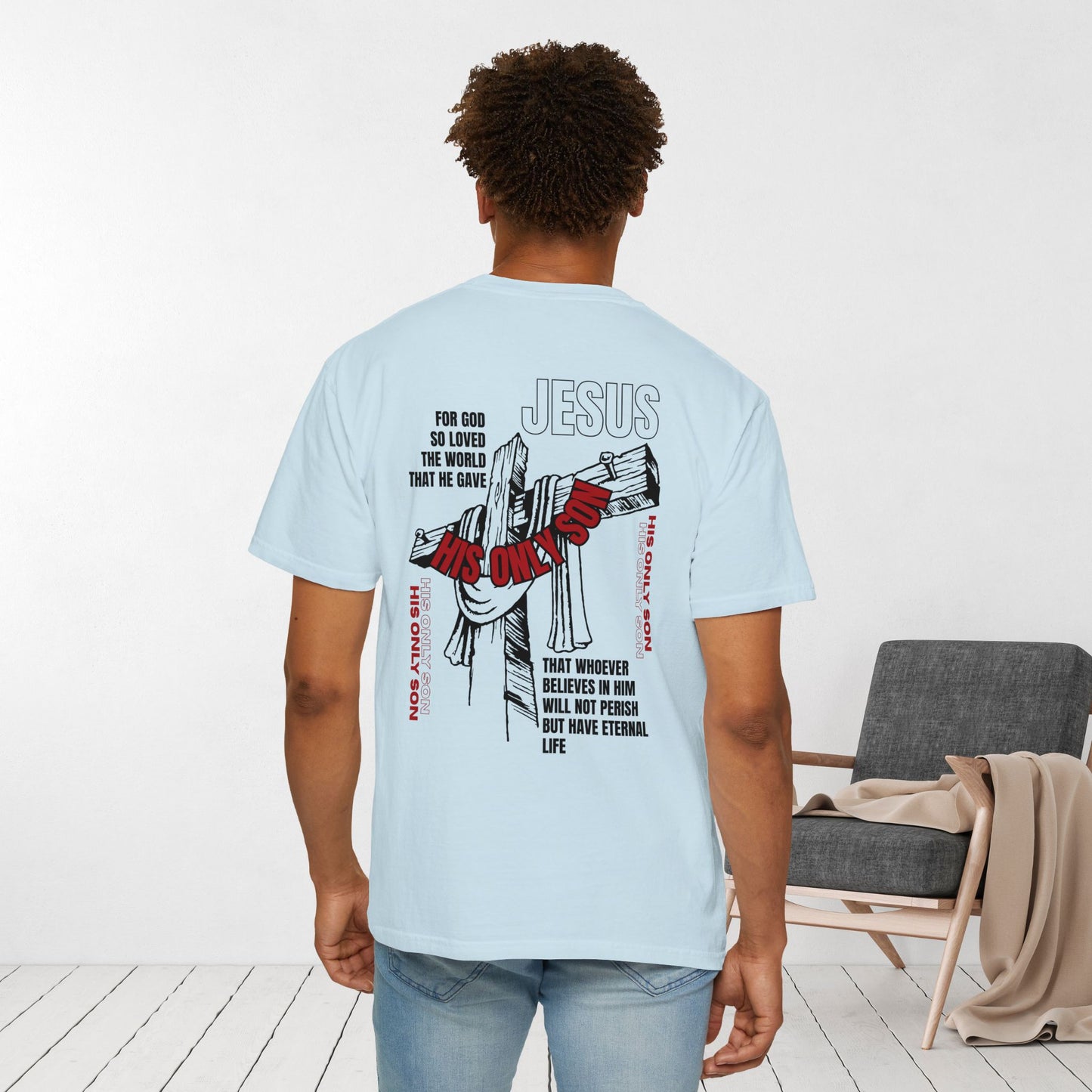 Comfort Colors Men's Bible Verse Shirt John 3:16