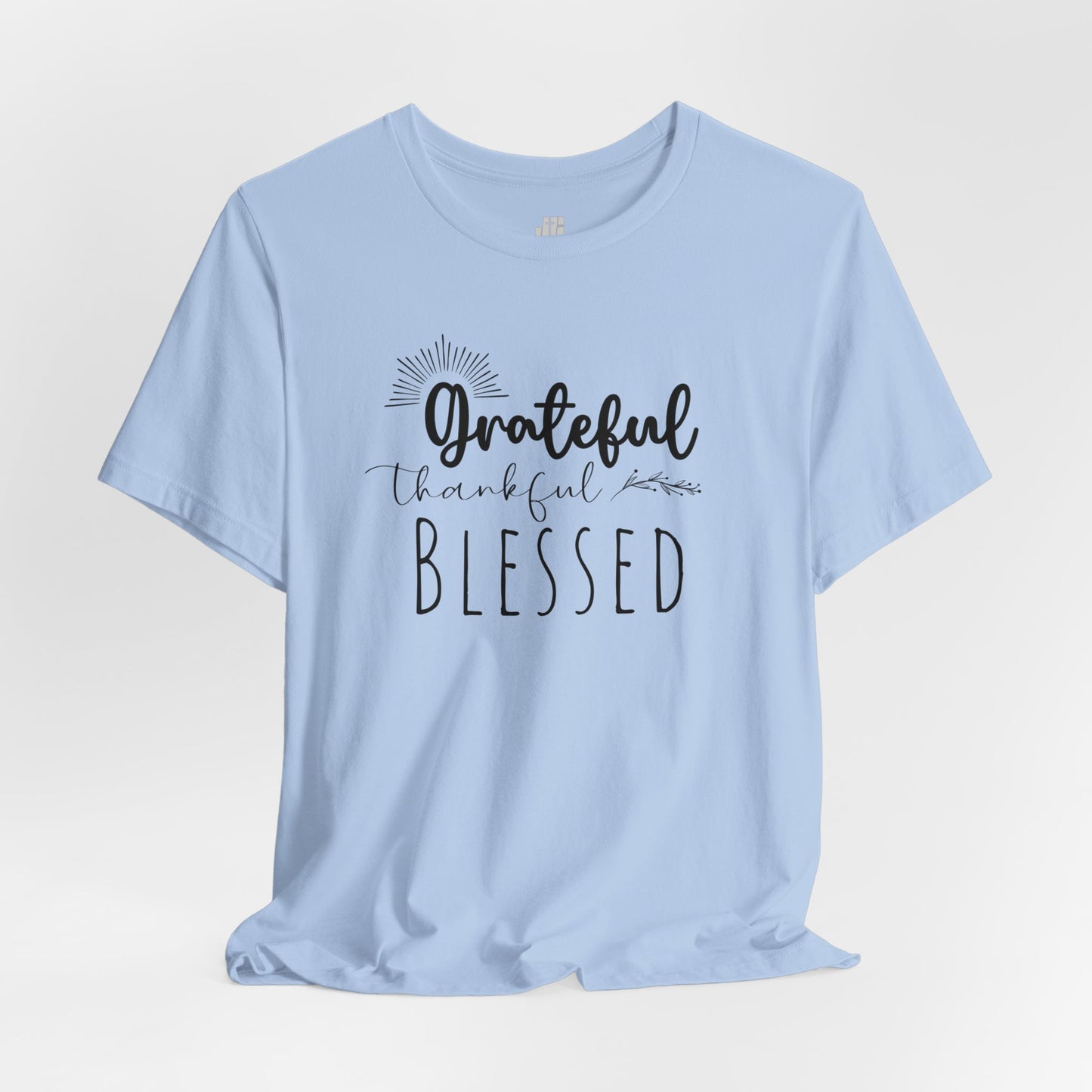 Grateful Thankful Blessed Soft Cotton Tee - Christian T-shirt