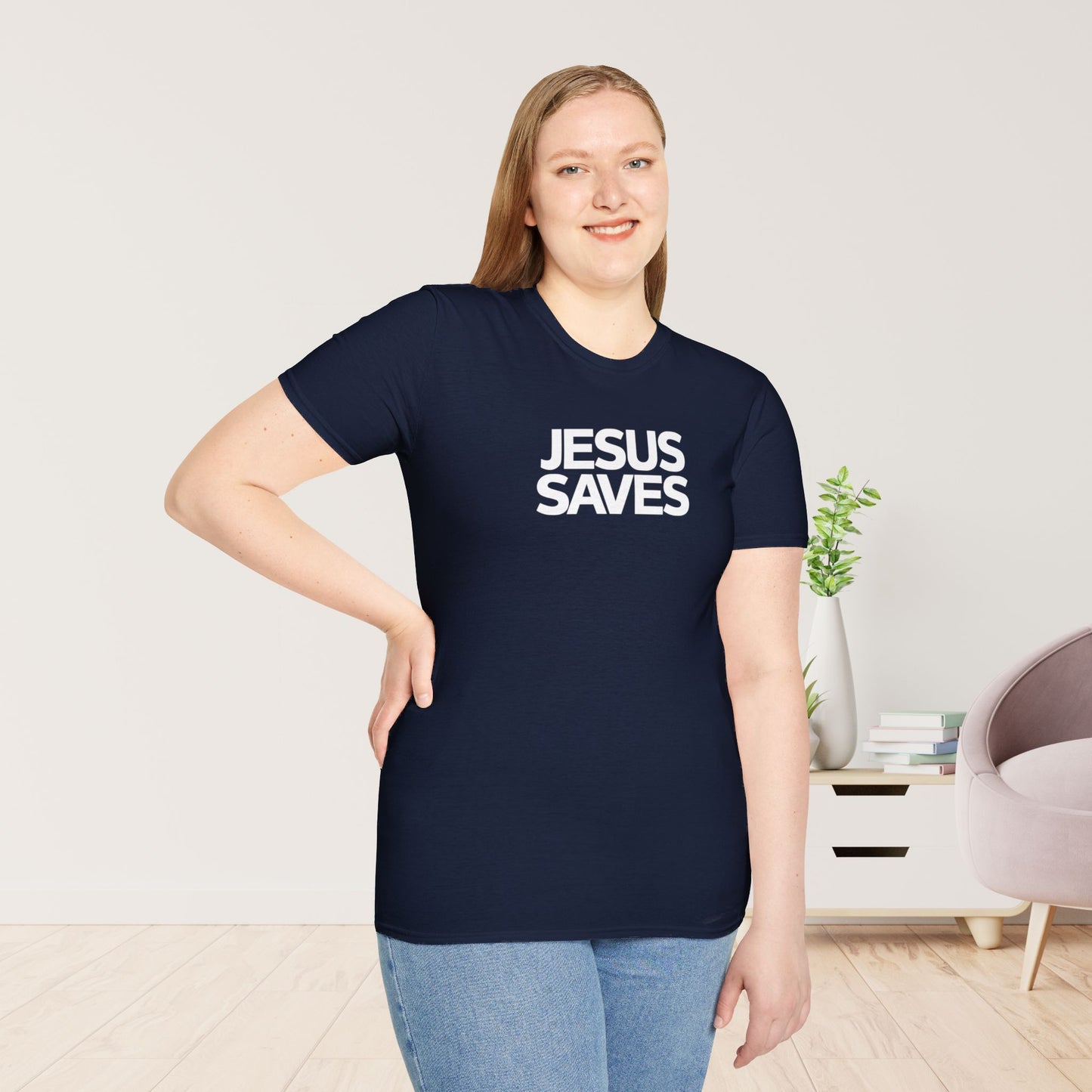 Unisex Jesus Saves Softstyle T-shirt - Acts 4:12 Bible Verse Christian T-shirt