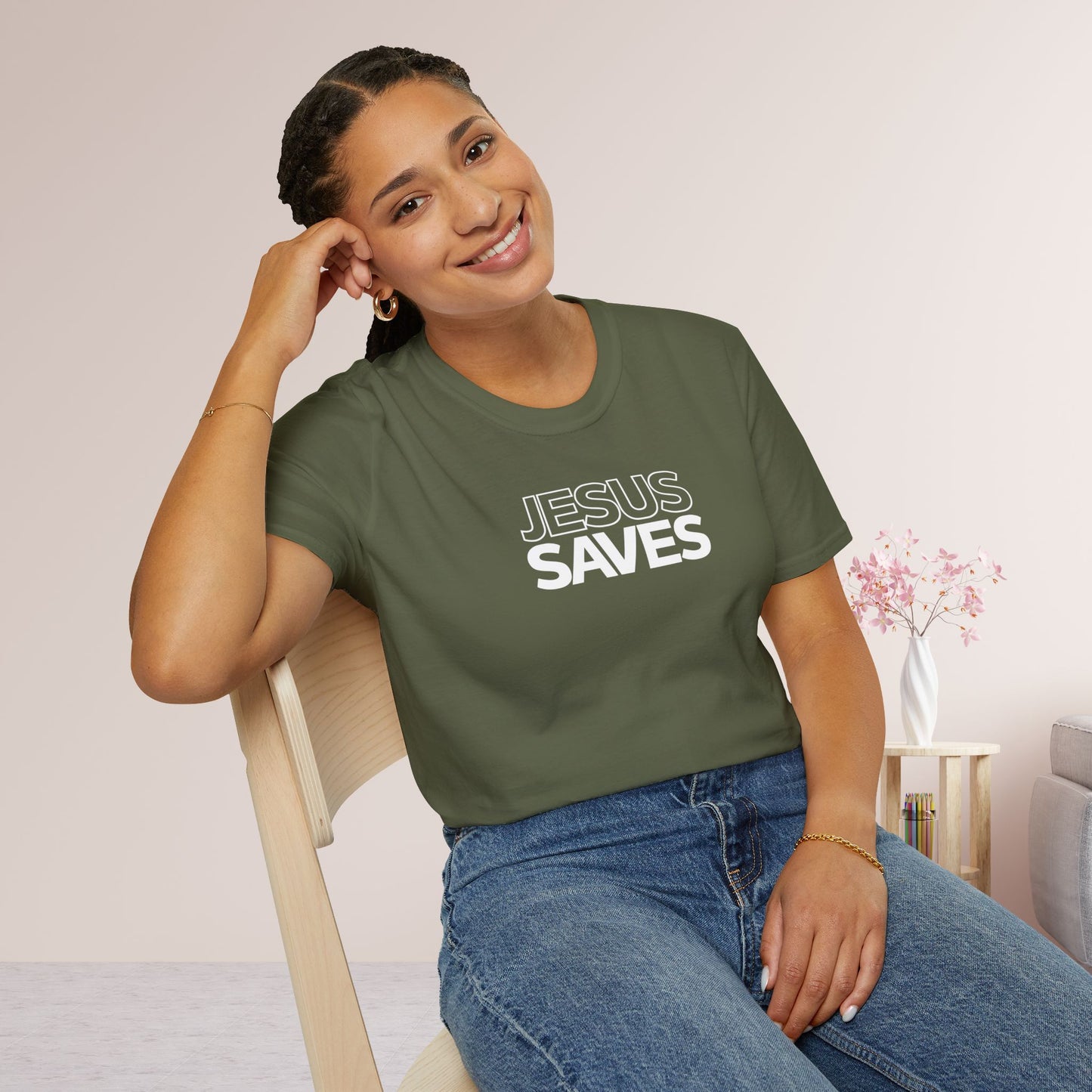 Unisex Jesus Saves Softstyle T-shirt - Acts 4:12 Bible Verse Christian T-shirt