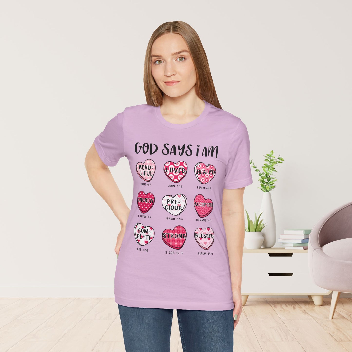 God Says I Am... Soft Cotton Tee - Christian Valentine's Day Tee