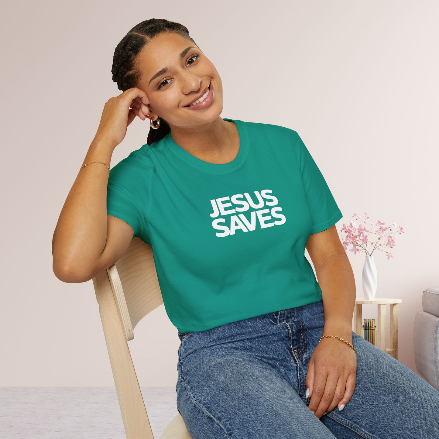 Unisex Jesus Saves Softstyle T-shirt - Acts 4:12 Bible Verse Christian T-shirt