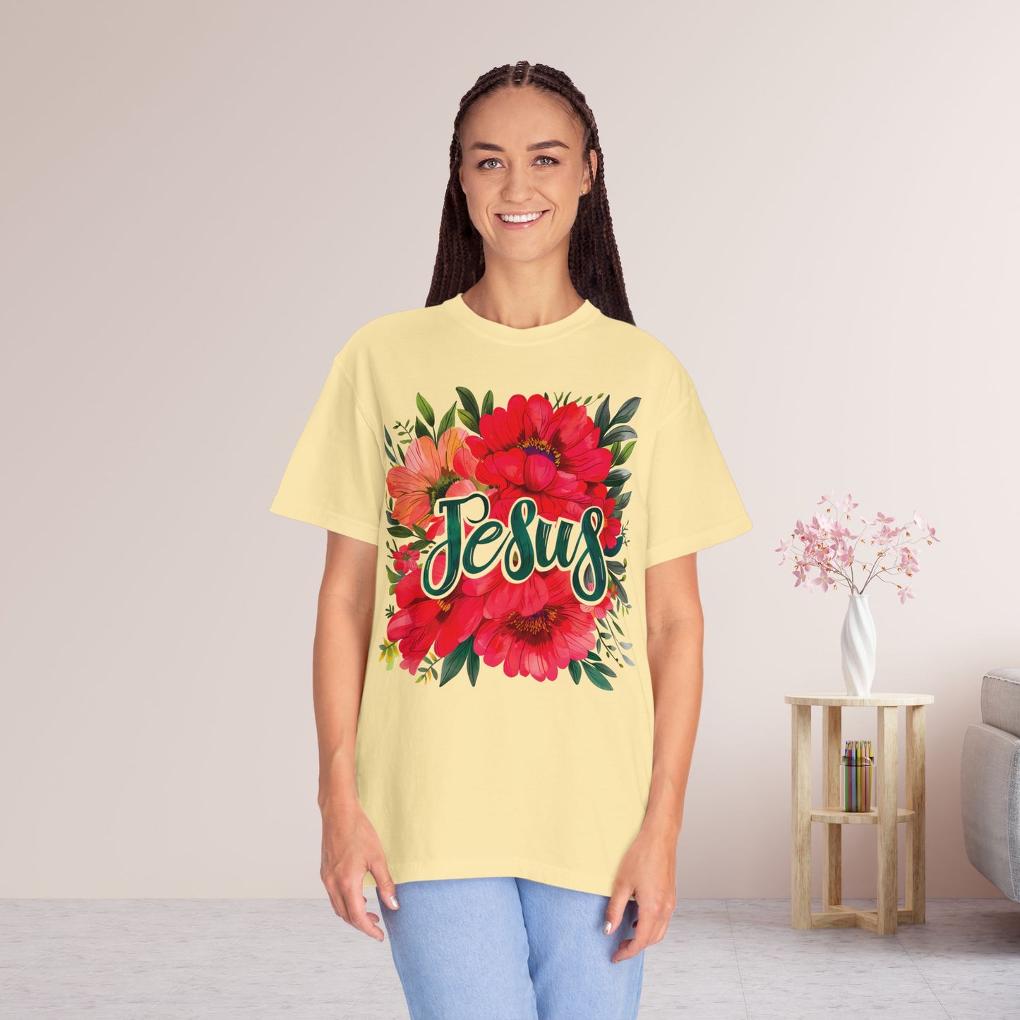 Women's Comfort Colors Floral Jesus Tee