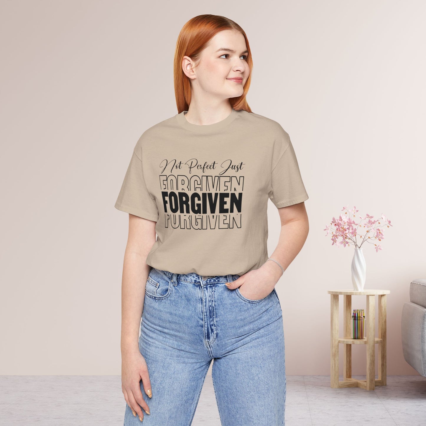 Not Perfect Just Forgiven Christian Soft Cotton Tee