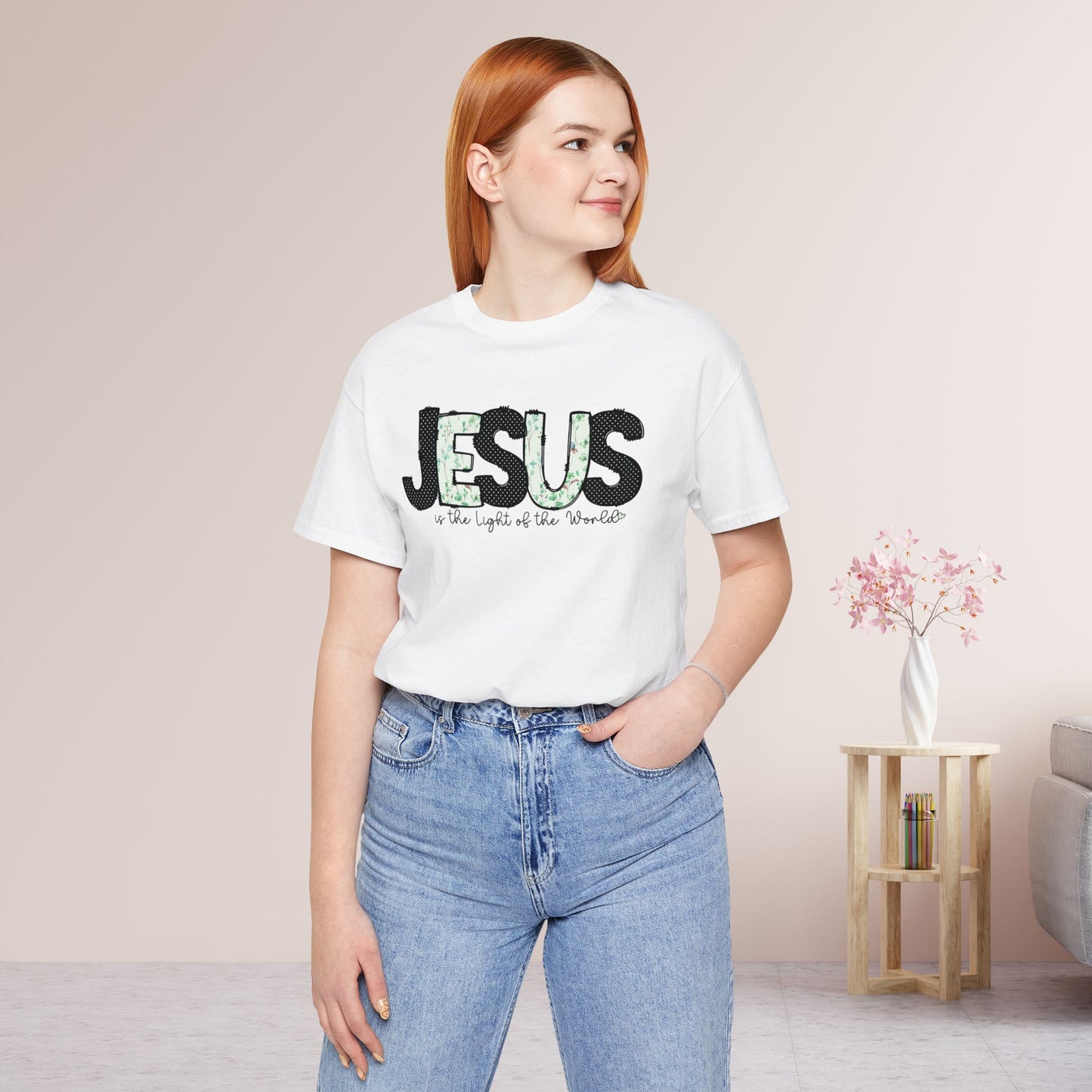 Jesus is the Light of the World Soft Cotton Tee - Christian Shirt