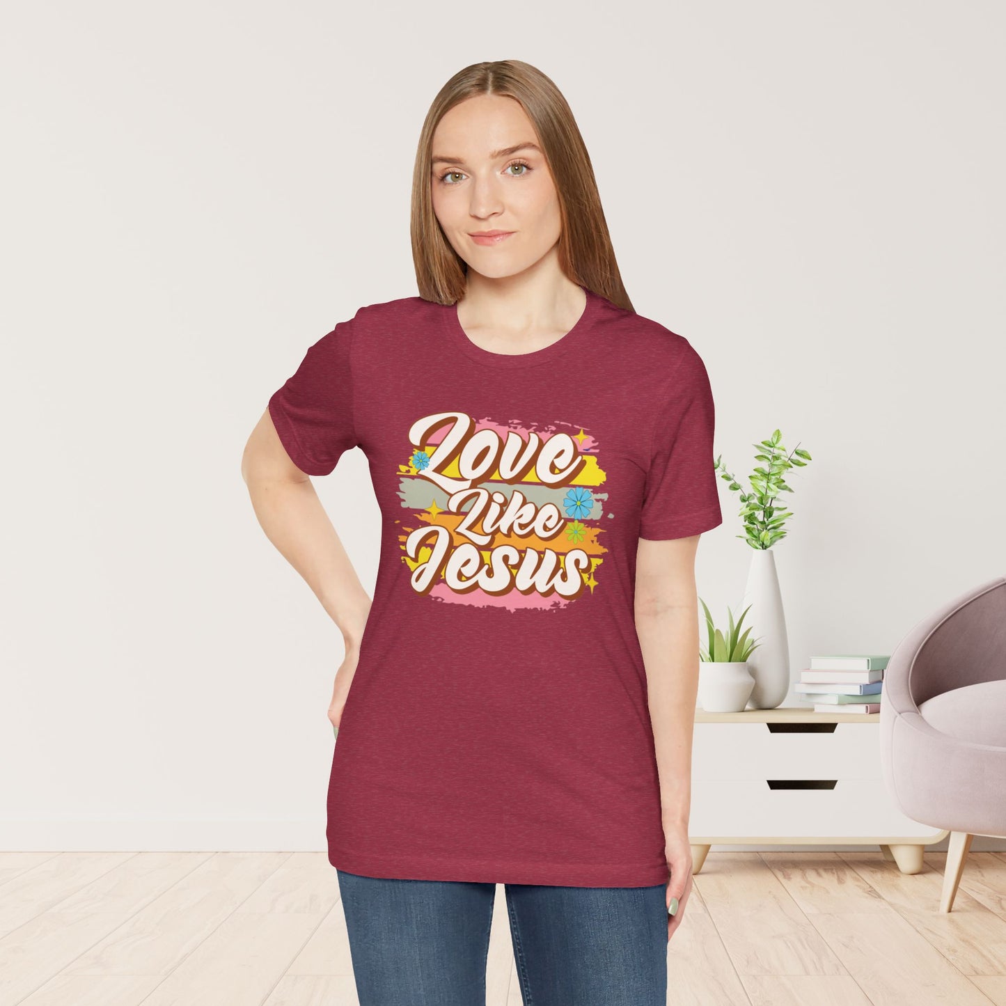 Groovy Love Like Jesus Soft Cotton Tee - Christian Shirt