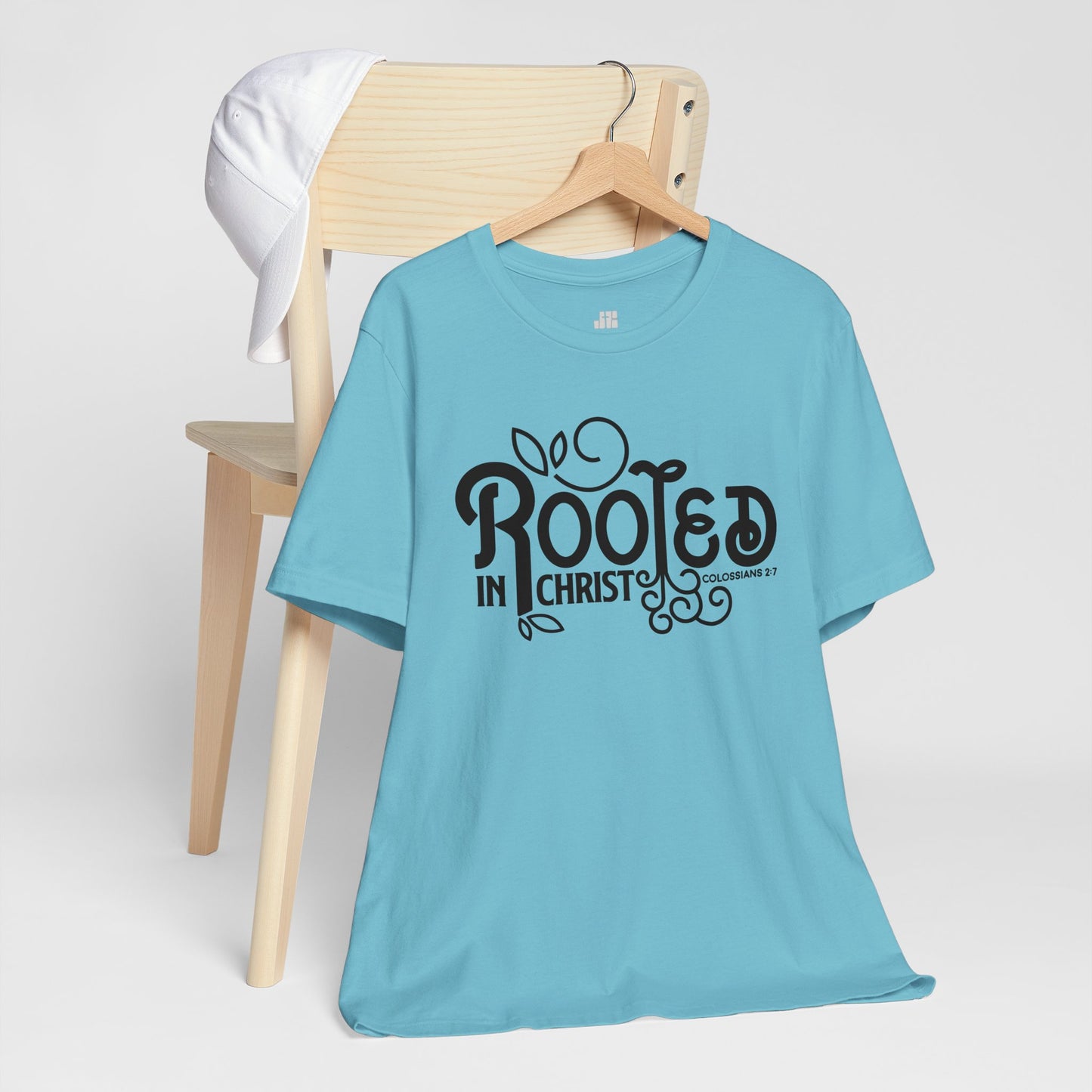 Rooted in Christ Soft Cotton Tee - Bible Verse Christian T-shirt