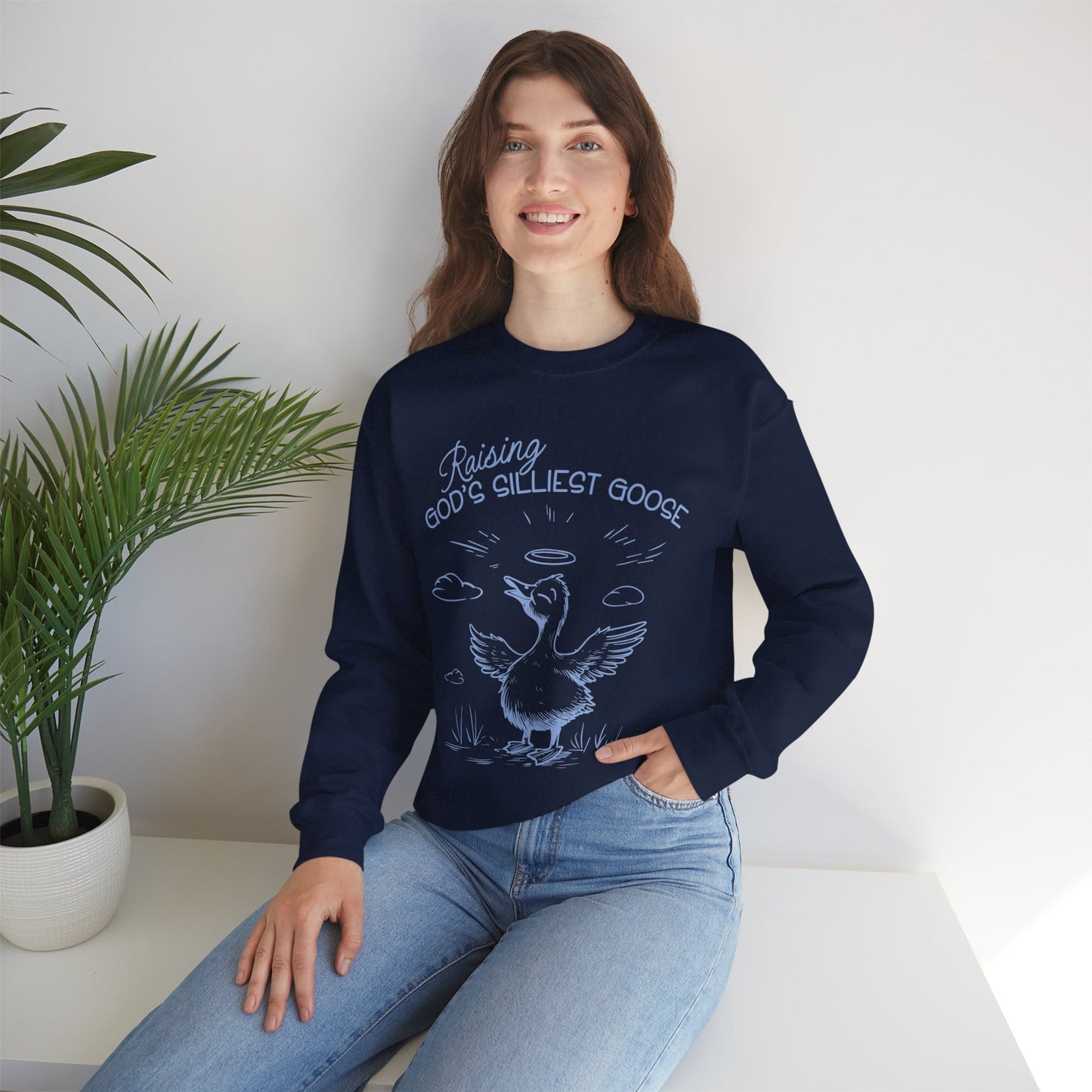 Raising God's Silliest Goose Sweatshirt - Christian Crewneck Pullover