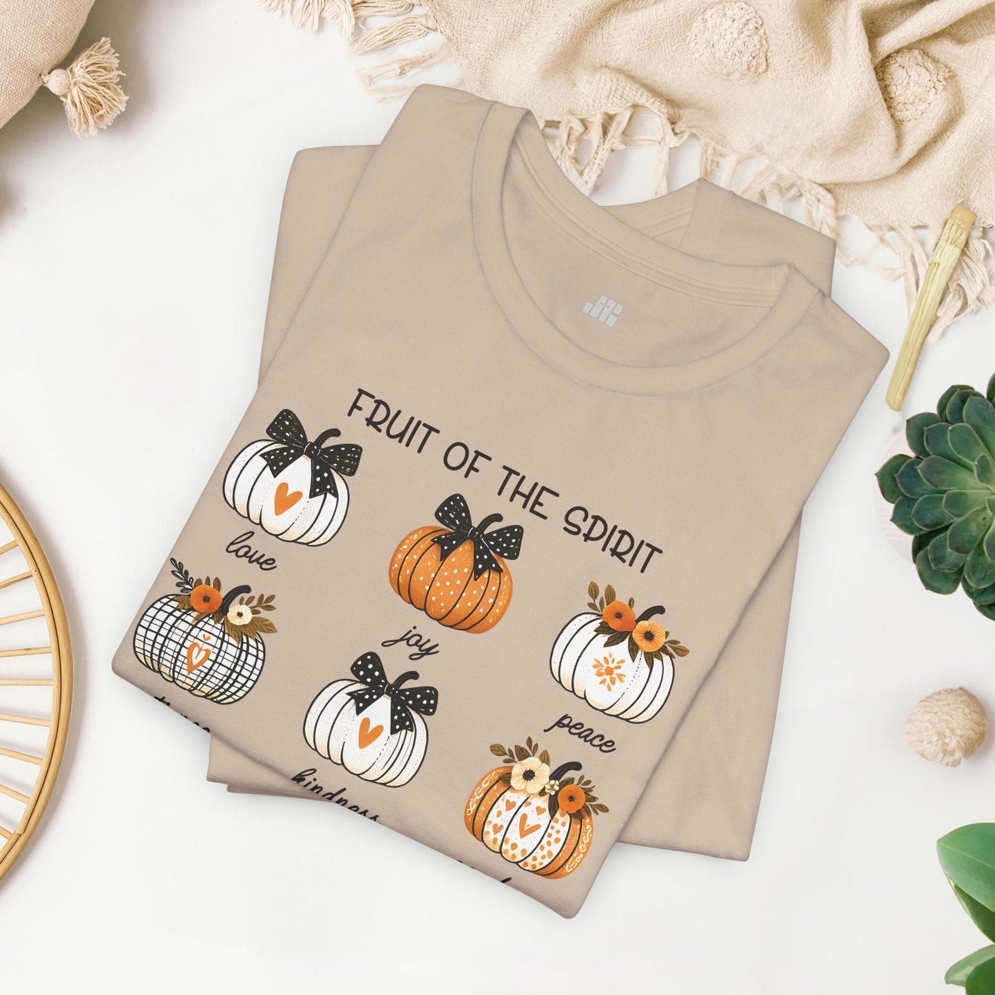 Pumpkin Fruit of the Spirit Soft Cotton Tee - Fall Christian Shirt