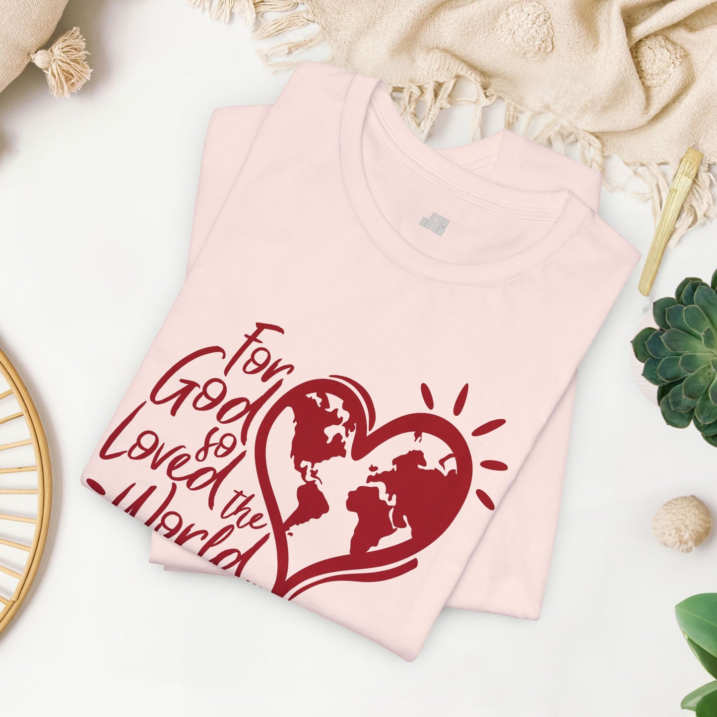 For God So Loved The World Soft Cotton Tee - John 3:16 Bible Verse Christian Tee