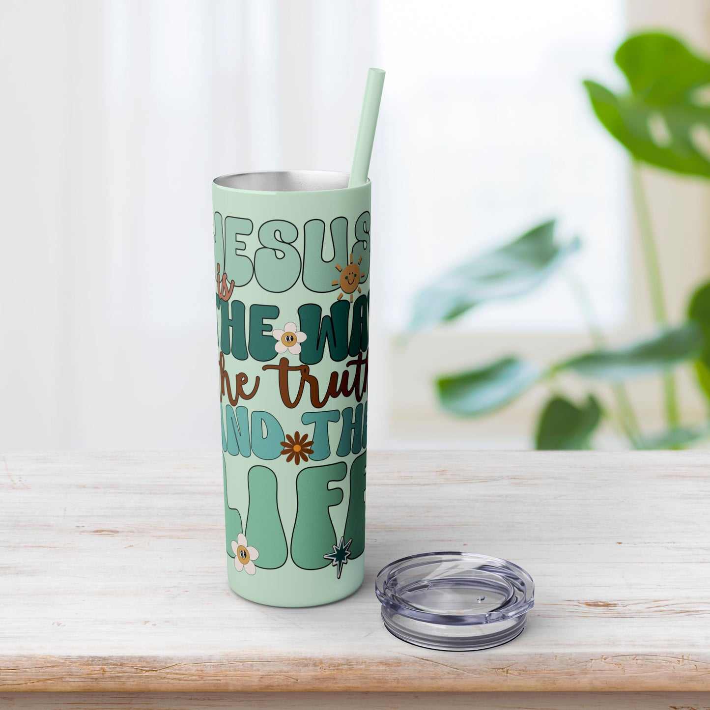 Jesus is The Way The Truth and The Life Skinny Tumbler with Straw - 20oz