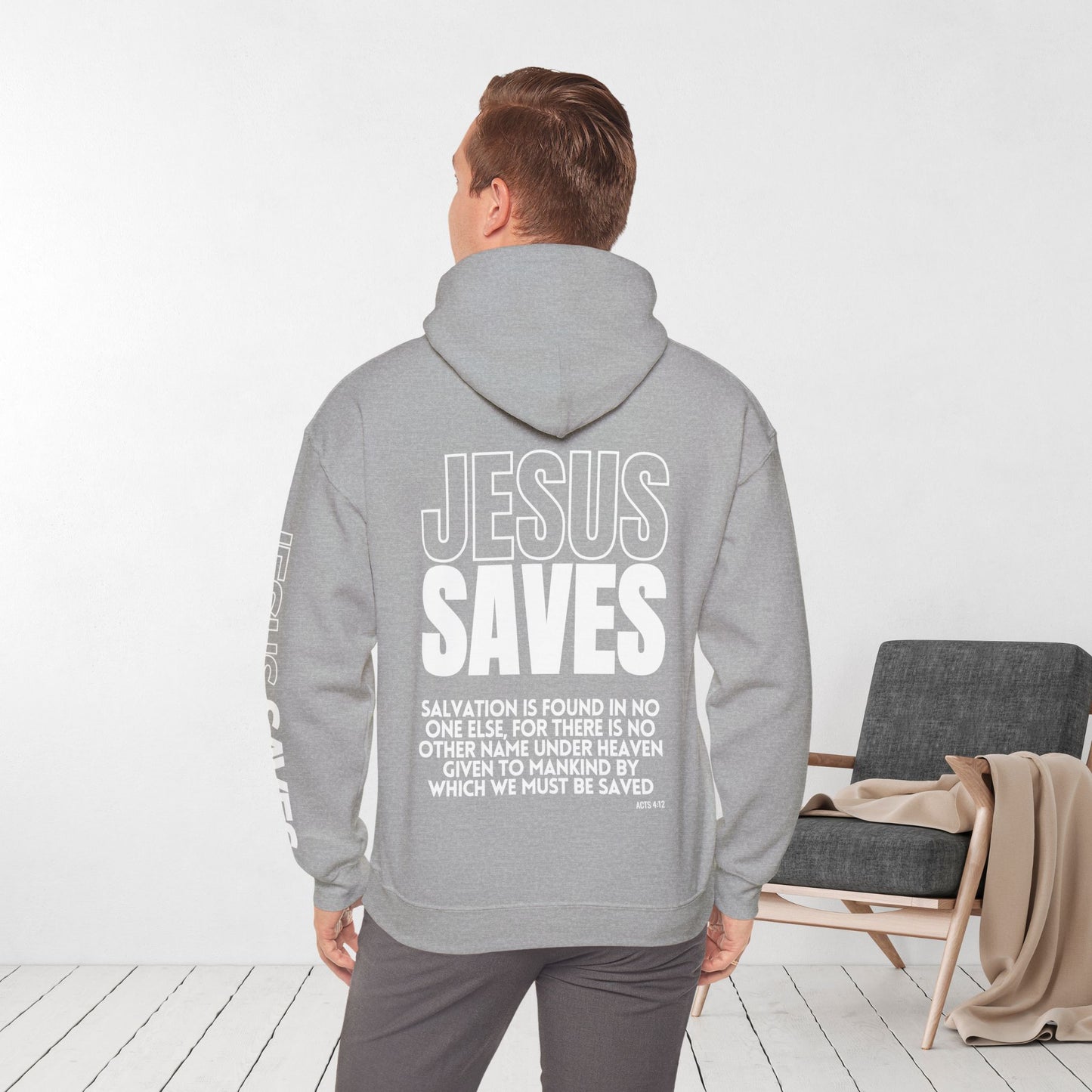 Jesus Saves Hoodie - Acts 4:12 Bible Verse Christian Hoodie