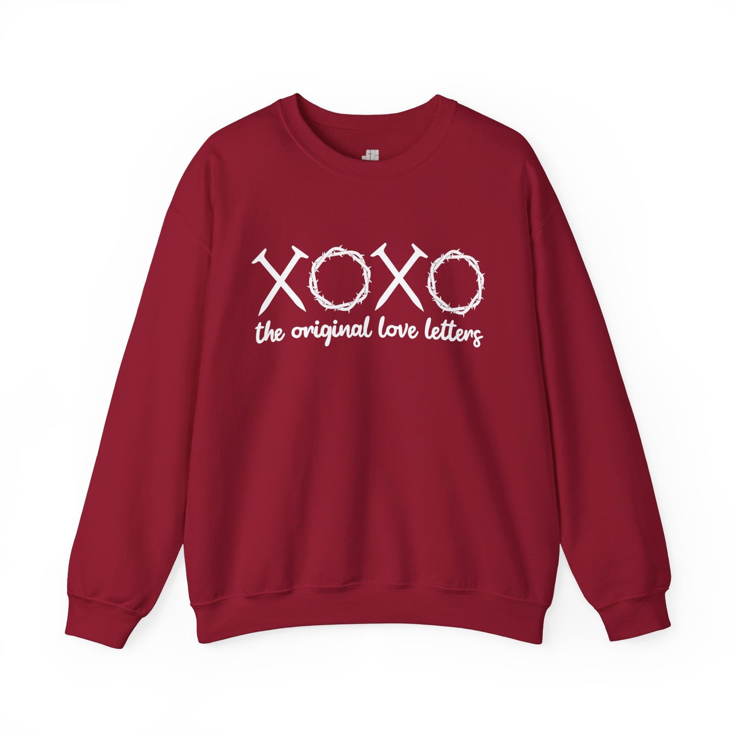 XOXO The Original Love Letters Bible Verse Romans 5:8 Sweatshirt