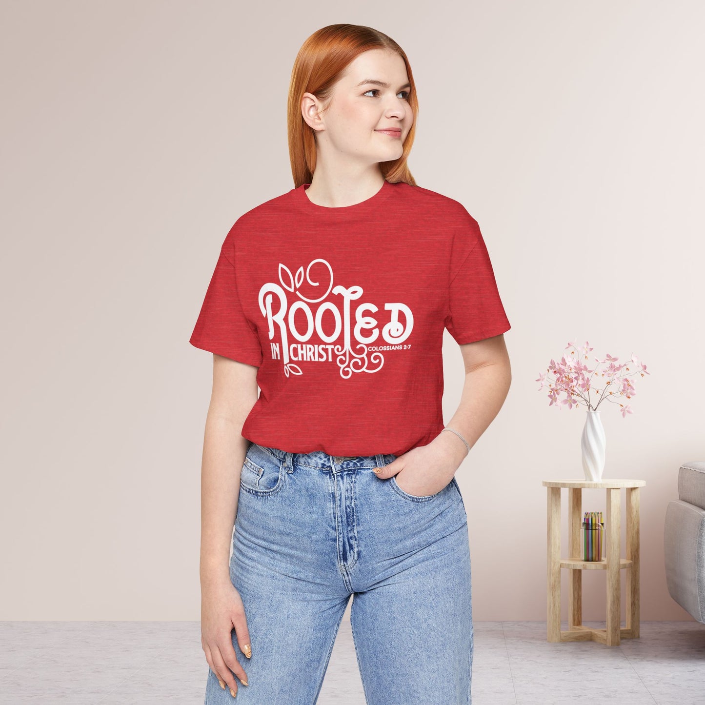 Rooted in Christ Shirt - Bible Verse Christian Soft Cotton Tee