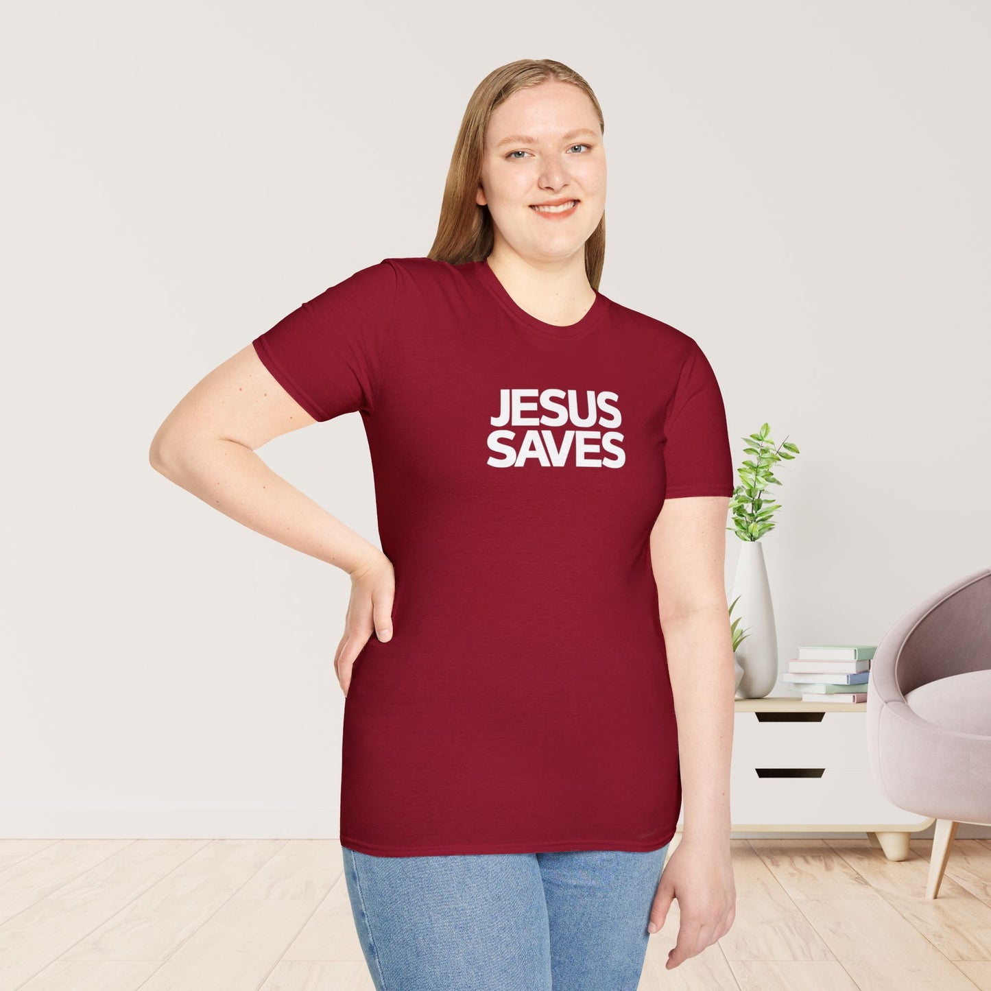 Unisex Jesus Saves Softstyle T-shirt - Acts 4:12 Bible Verse Christian T-shirt