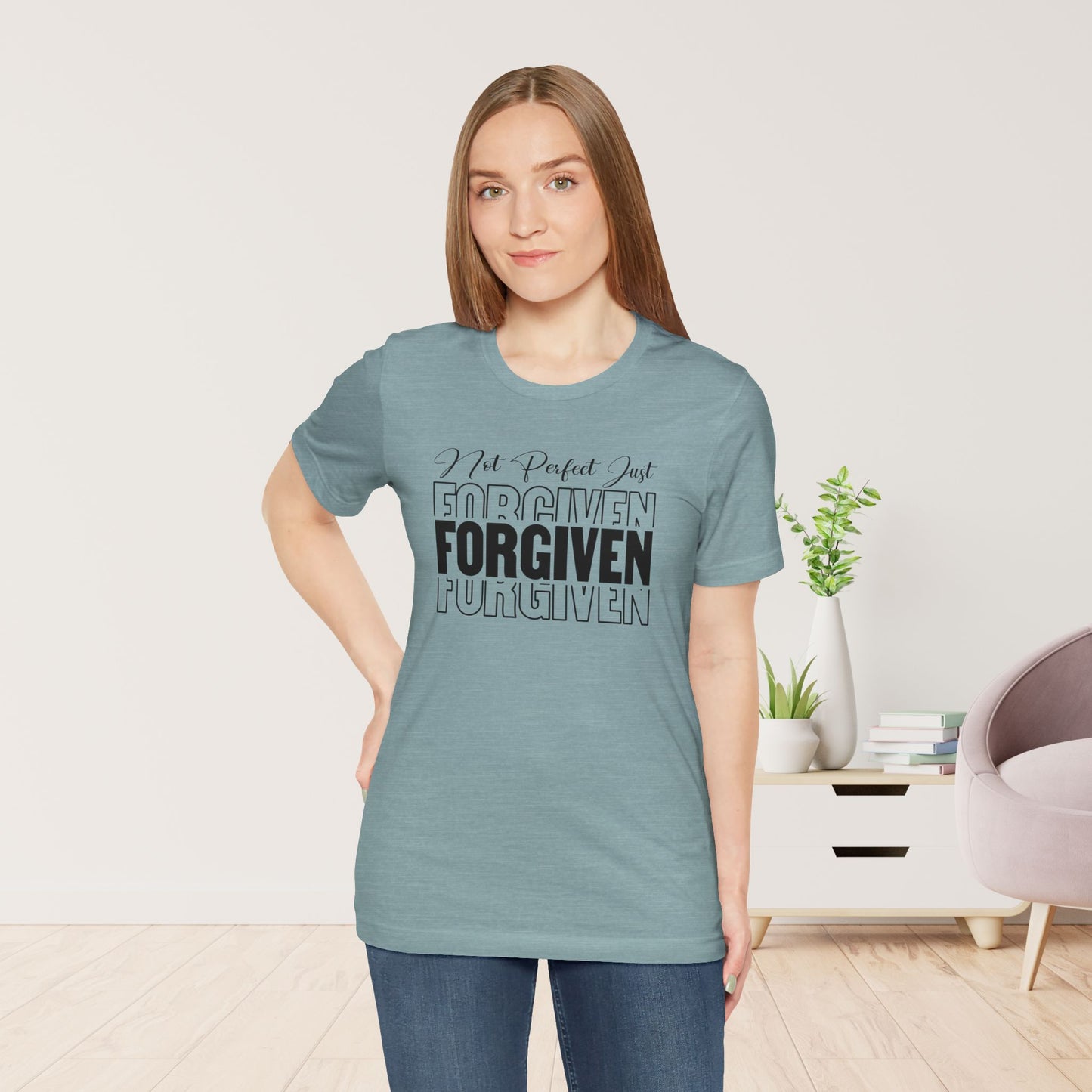 Not Perfect Just Forgiven Christian Soft Cotton Tee