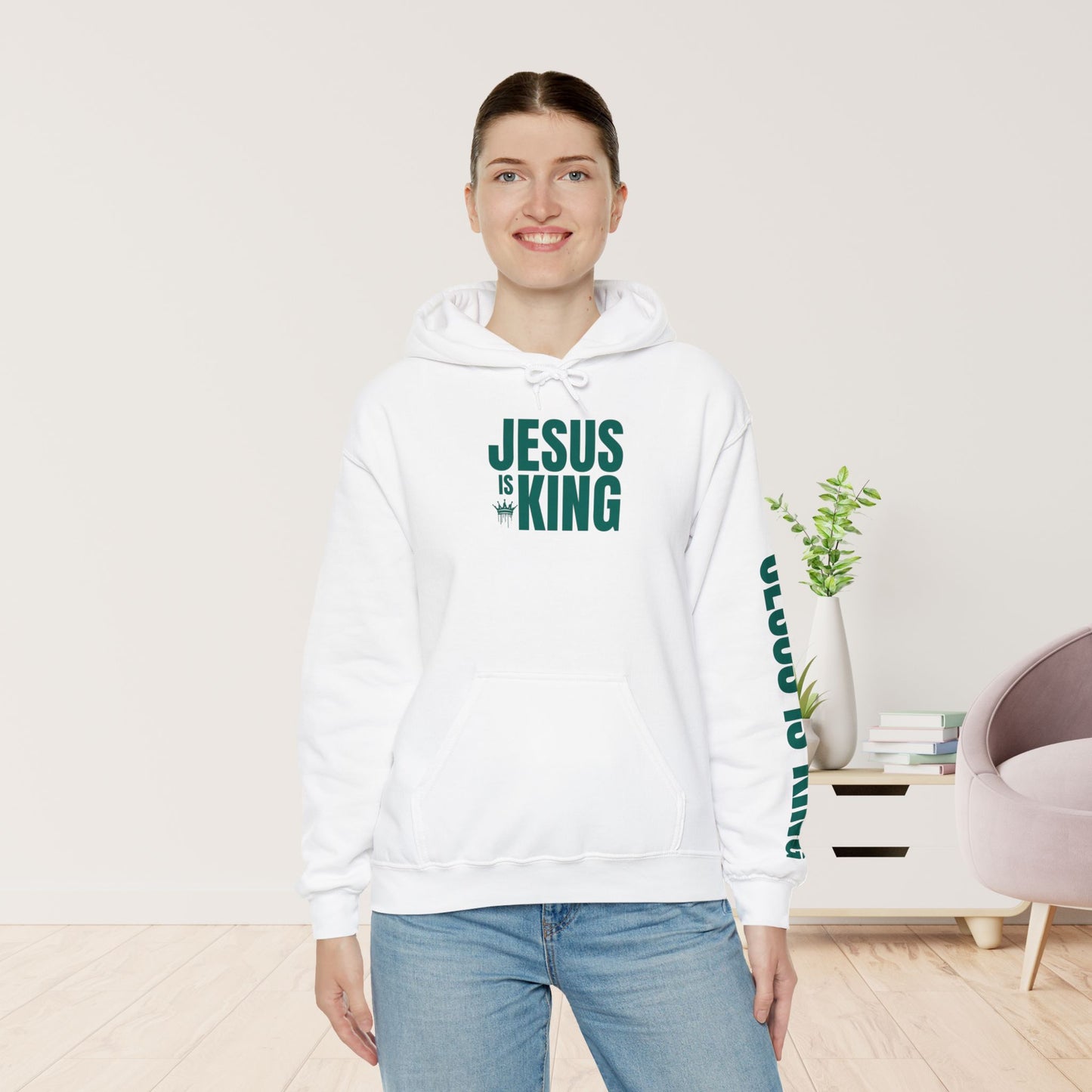 Jesus is King Hoodie - Revelation 19:16 Bible Verse Christian Hoodie