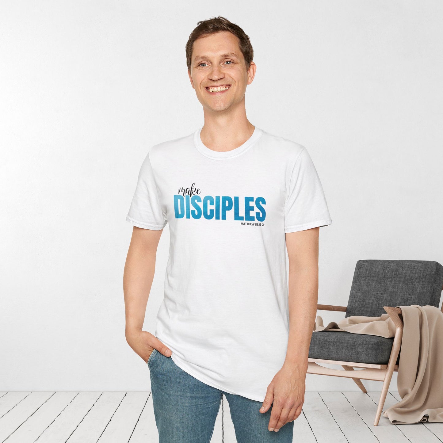 Make Disciples Softstyle T-Shirt - Matthew 28:19-20 Bible Verse Christian Tee