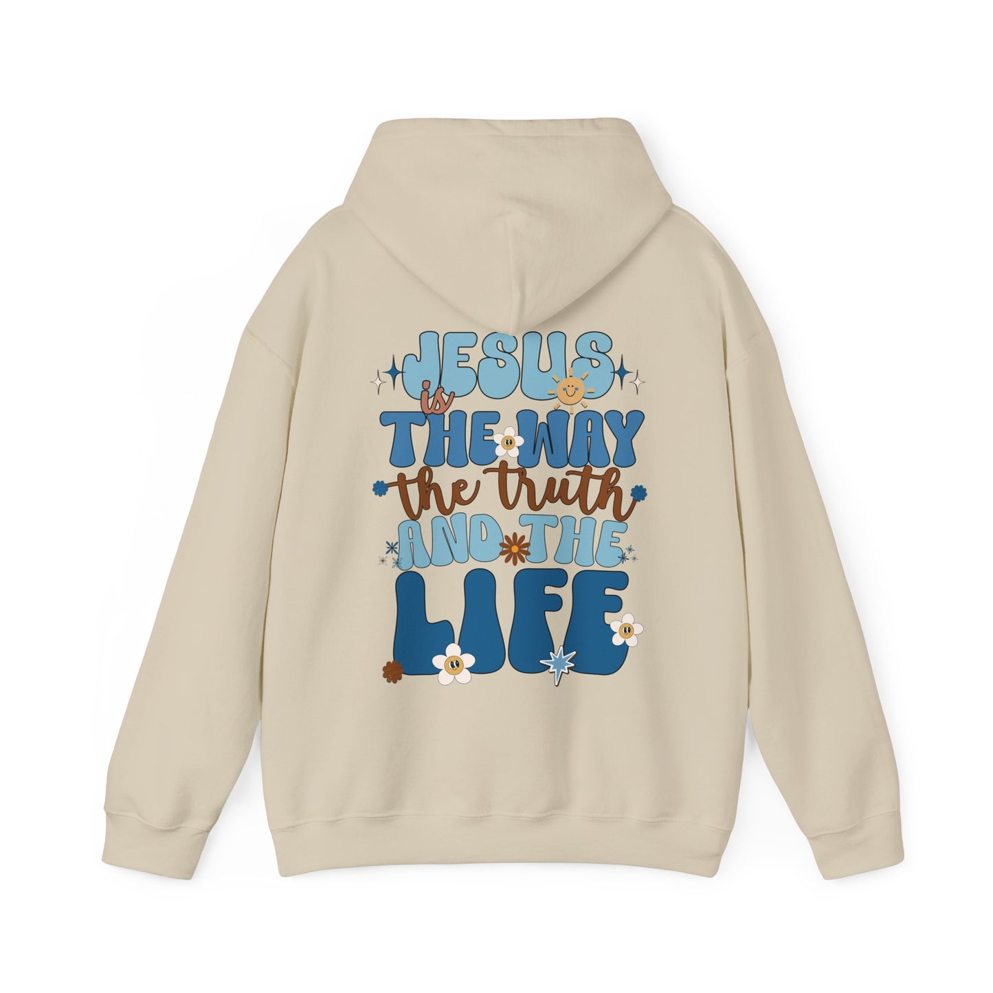 Blue Jesus is the Way John 14:6 Bible Verse Christian Hoodie