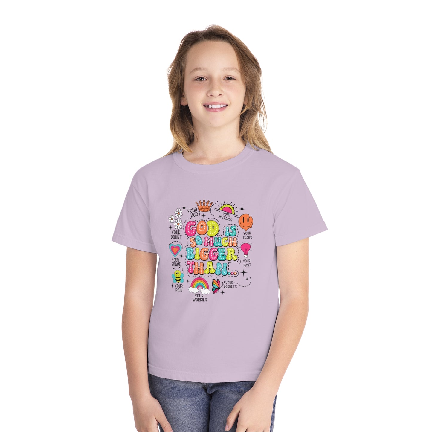 God Is So Much Bigger Comfort Colors Youth Christian Shirt