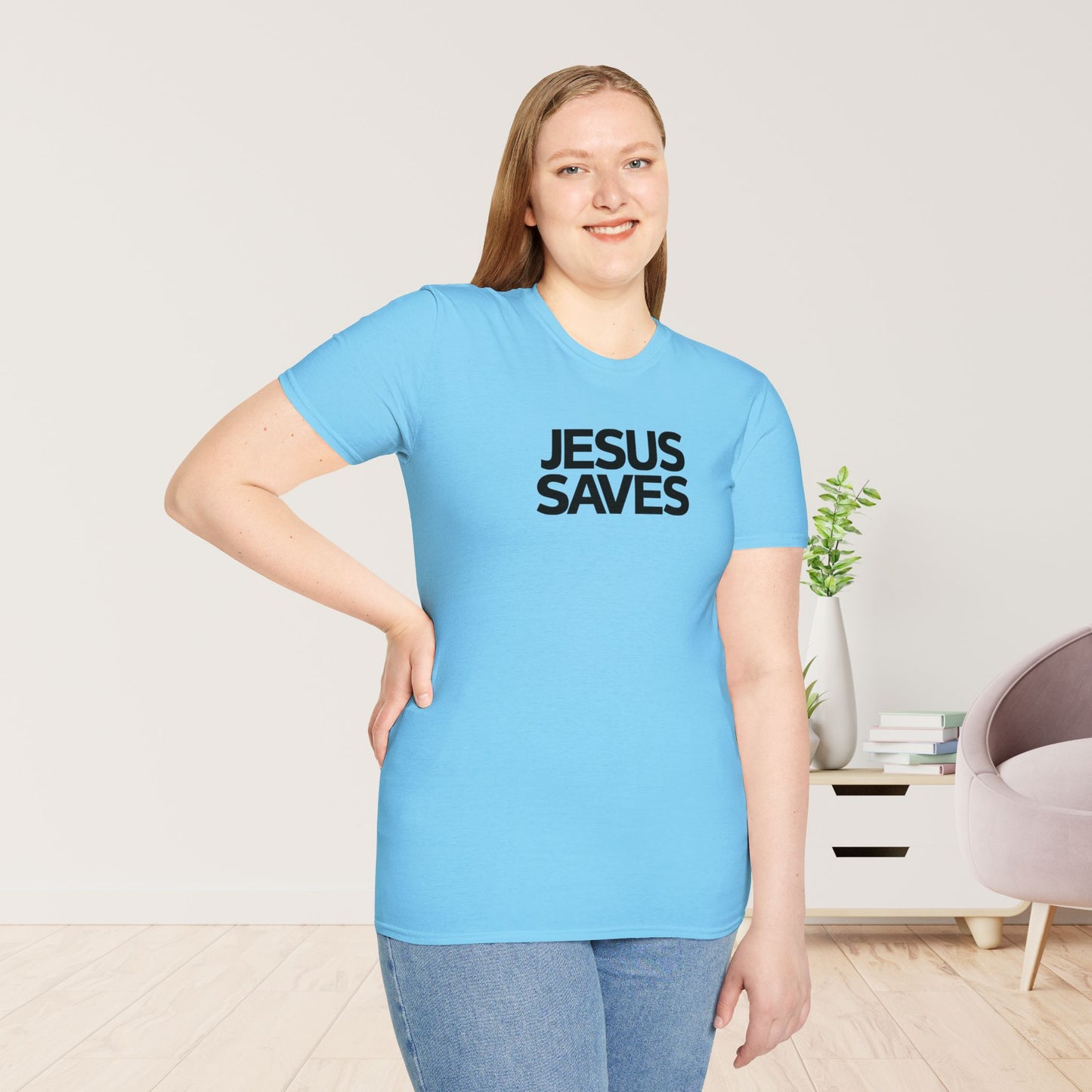 Unisex Jesus Saves Softstyle T-shirt - Acts 4:12 Bible Verse Christian Shirt