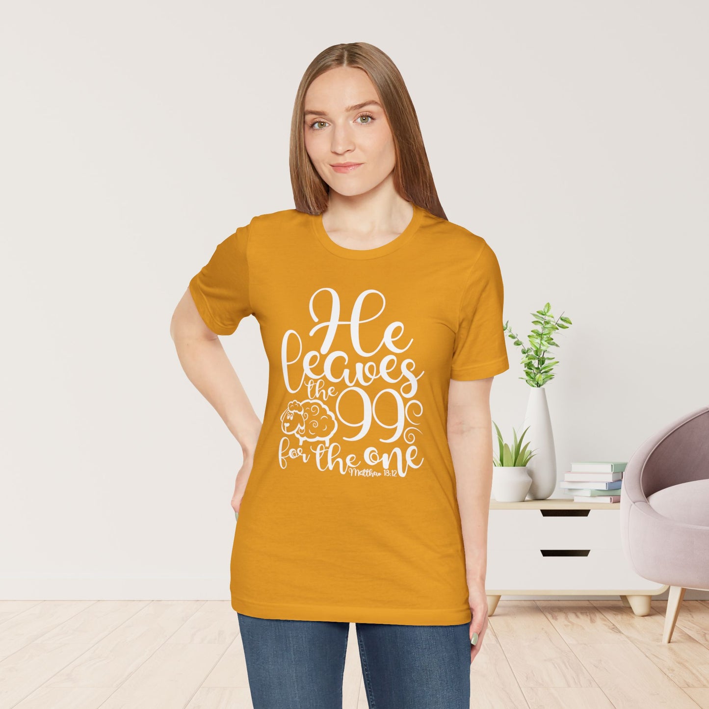 He Leaves the 99 For The One Soft Cotton Tee - Bible Verse Christian Tee