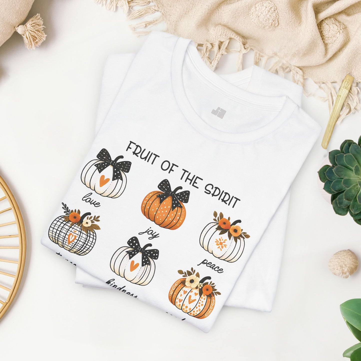 Pumpkin Fruit of the Spirit Soft Cotton Tee - Fall Christian Shirt