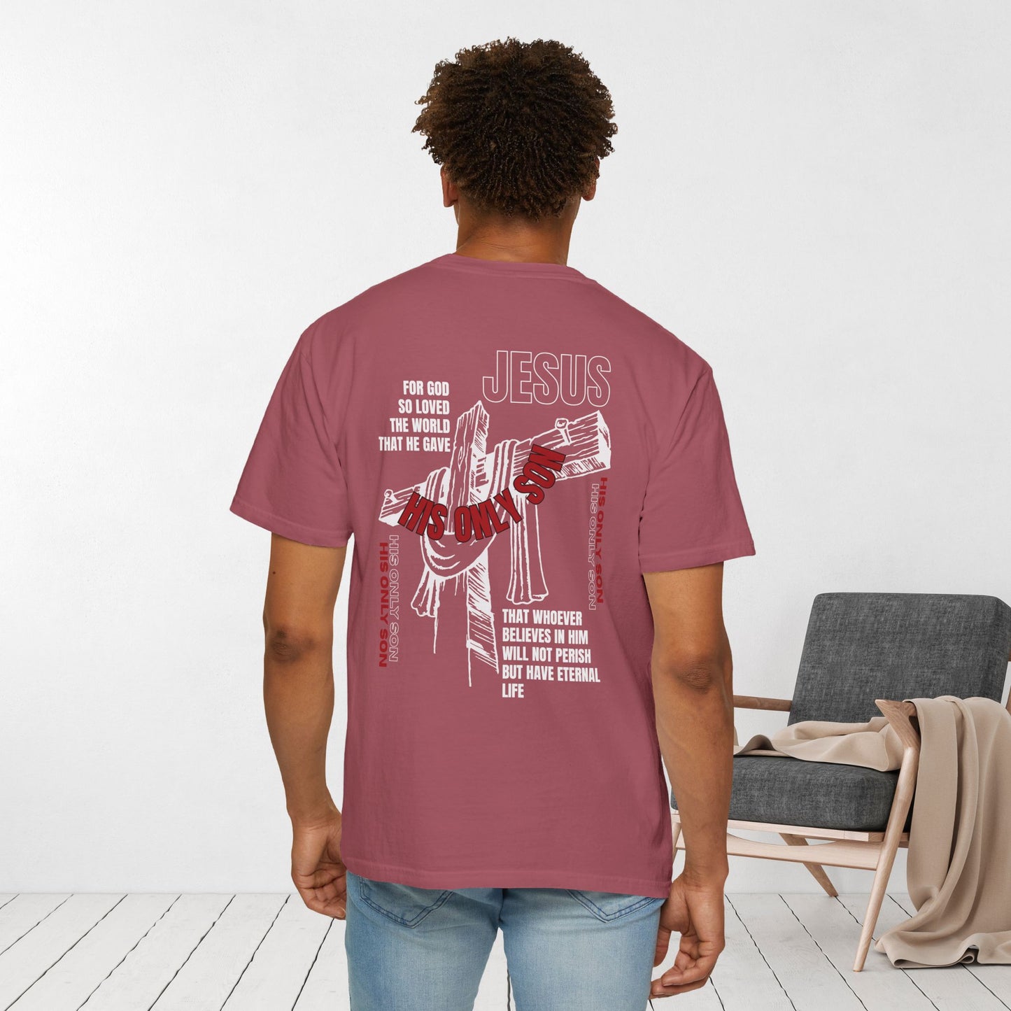 Comfort Colors Men's Bible Verse Shirt John 3:16