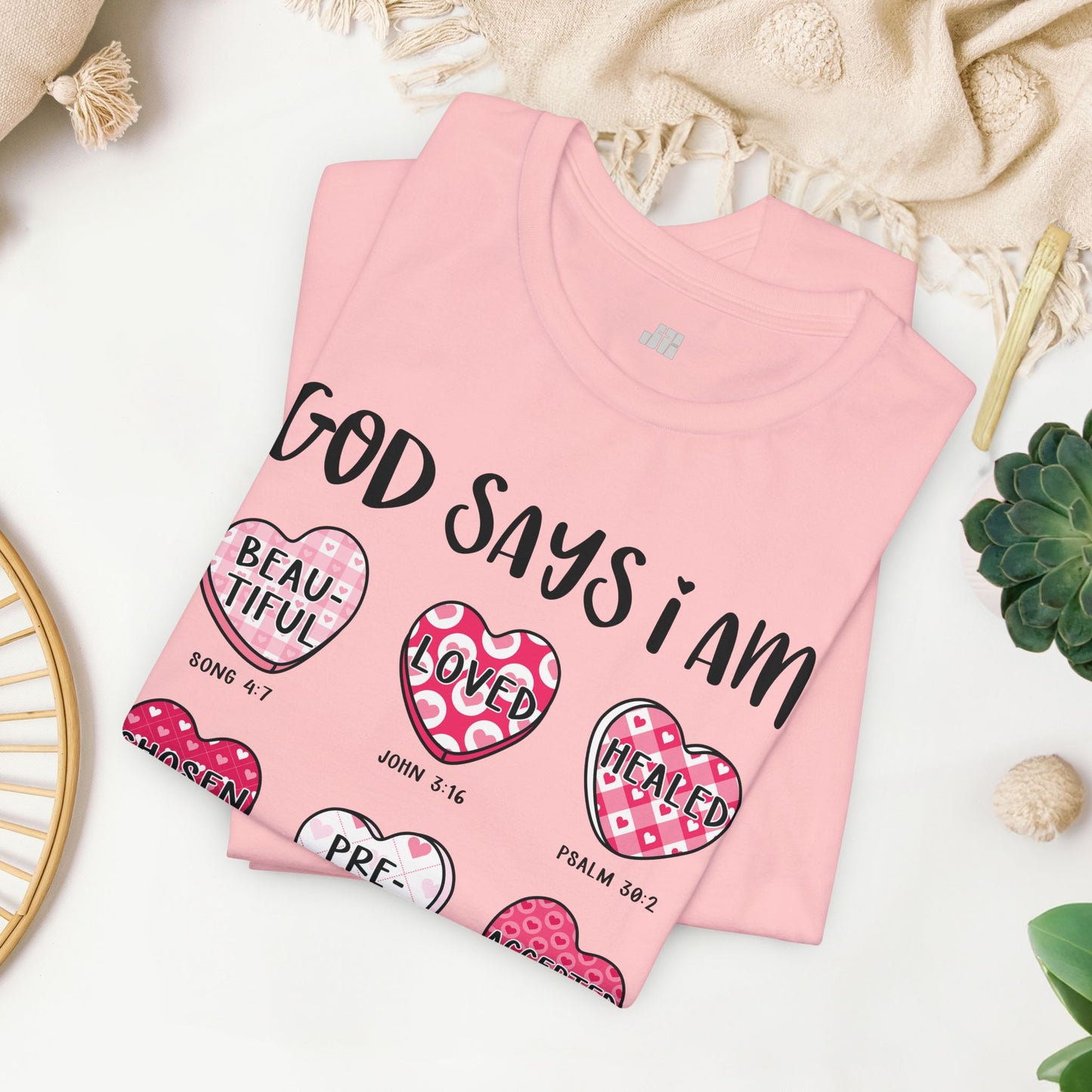 God Says I Am... Soft Cotton Tee - Christian Valentine's Day Tee