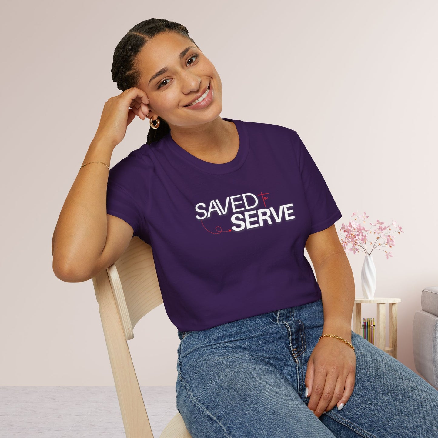 Unisex Saved to Serve Softstyle T-shirt - Trendy  Christian Tee