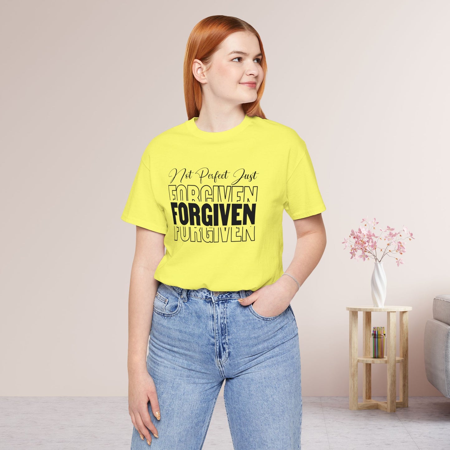 Not Perfect Just Forgiven Christian Soft Cotton Tee