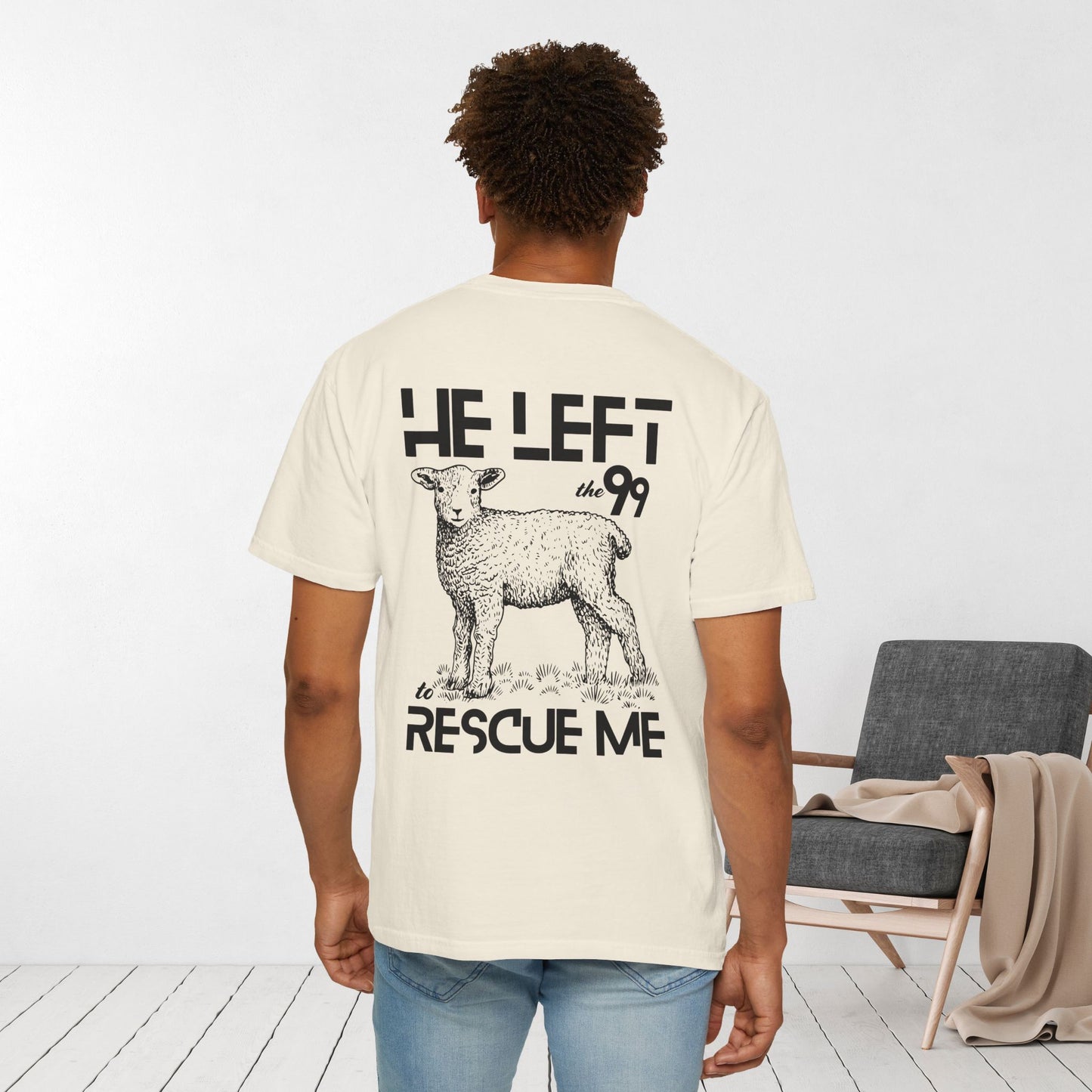 Rescued T-shirt - He Left The 99 to Rescue Me Comfort Colors Christian Shirt