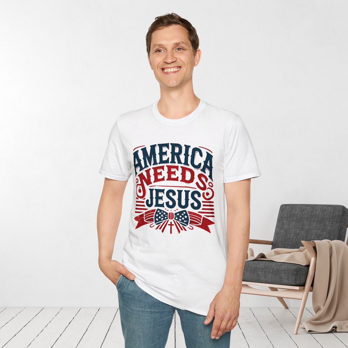 America Needs Jesus Softstyle T-shirt