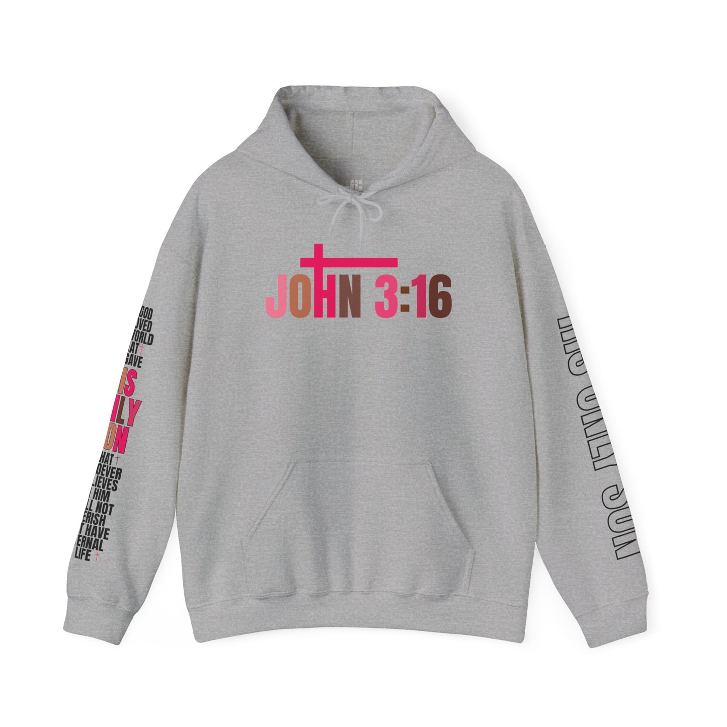 Pink His Only Son John 3:16 Bible Verse Christian Hoodie