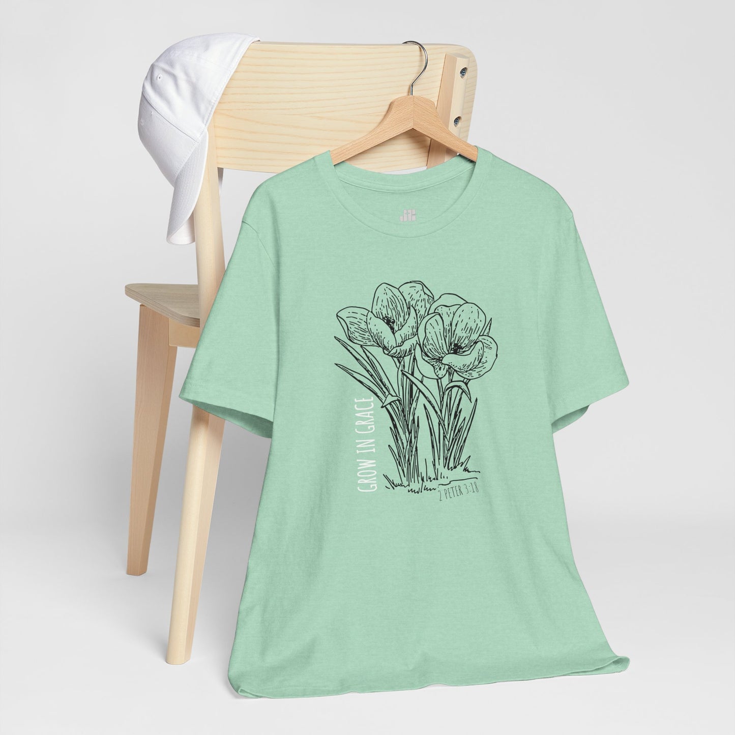 Spring Grow in Grace Soft Cotton Tee - Bible Verse T-shirt