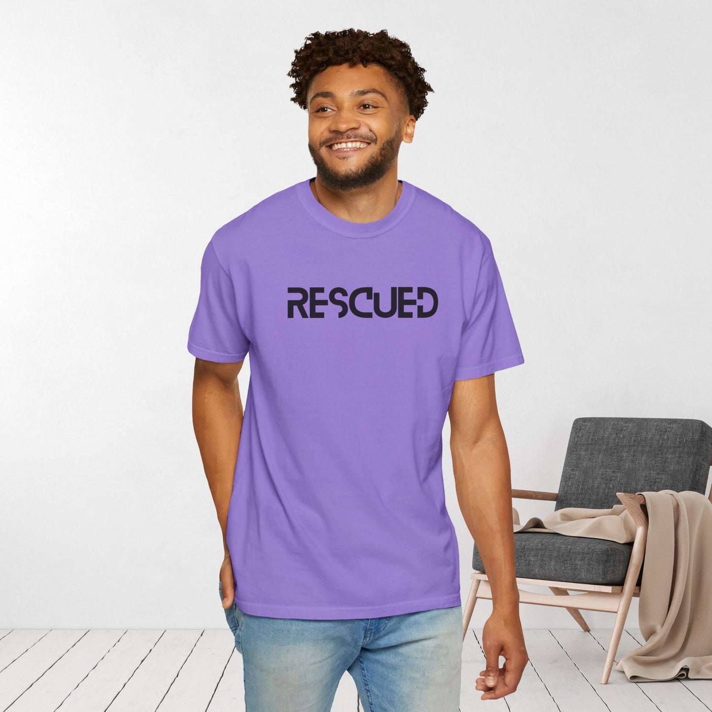 Rescued T-shirt - He Left The 99 to Rescue Me Comfort Colors Christian Shirt