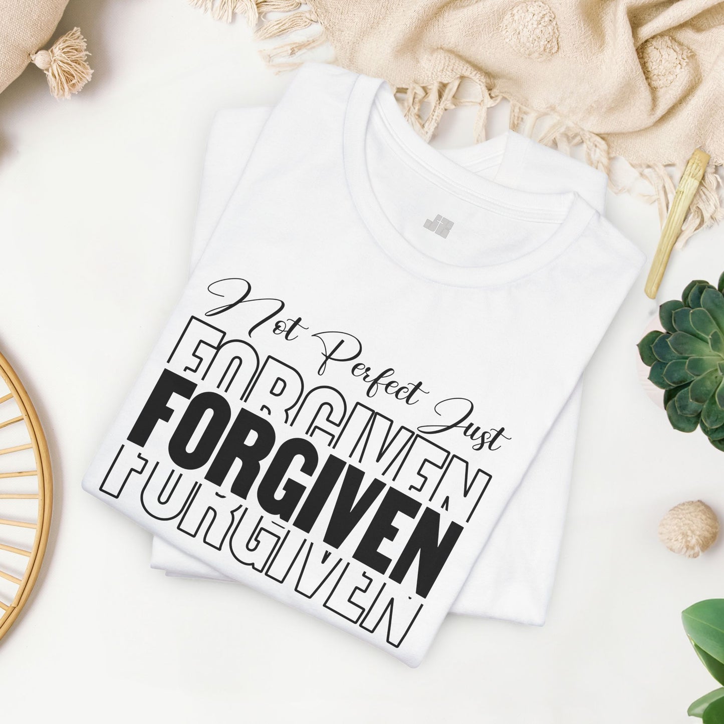 Not Perfect Just Forgiven Christian Soft Cotton Tee