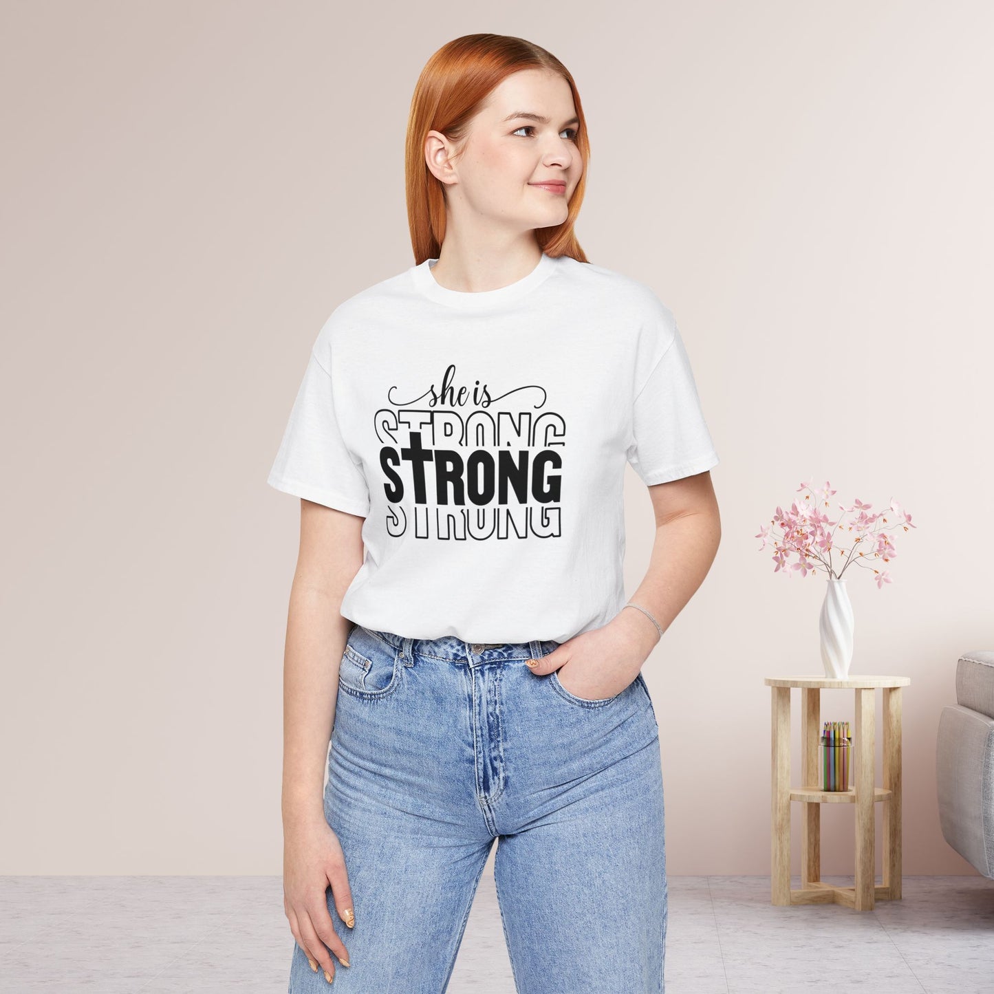 She is Strong Christian Soft Cotton Tee