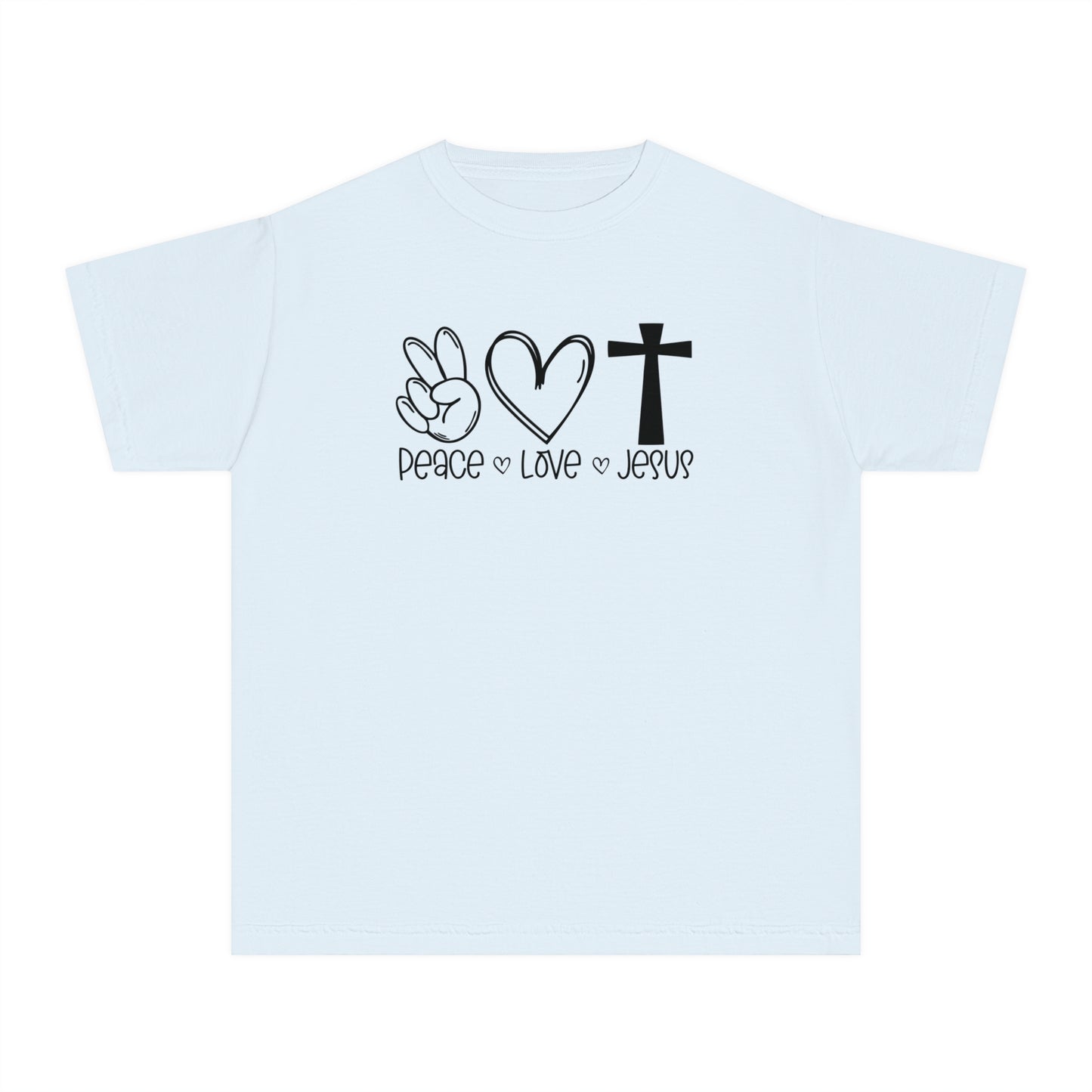 Peace Love Jesus Comfort Colors Youth Christian Tee