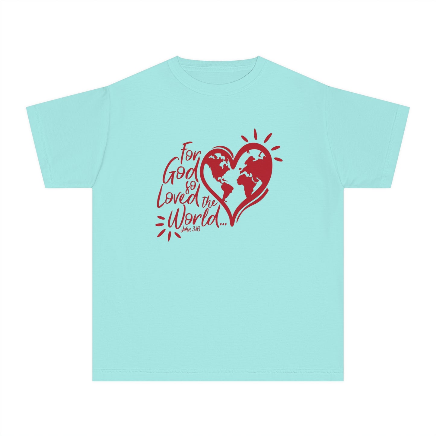 For God So Loved The World Comfort Colors Youth Christian Tee