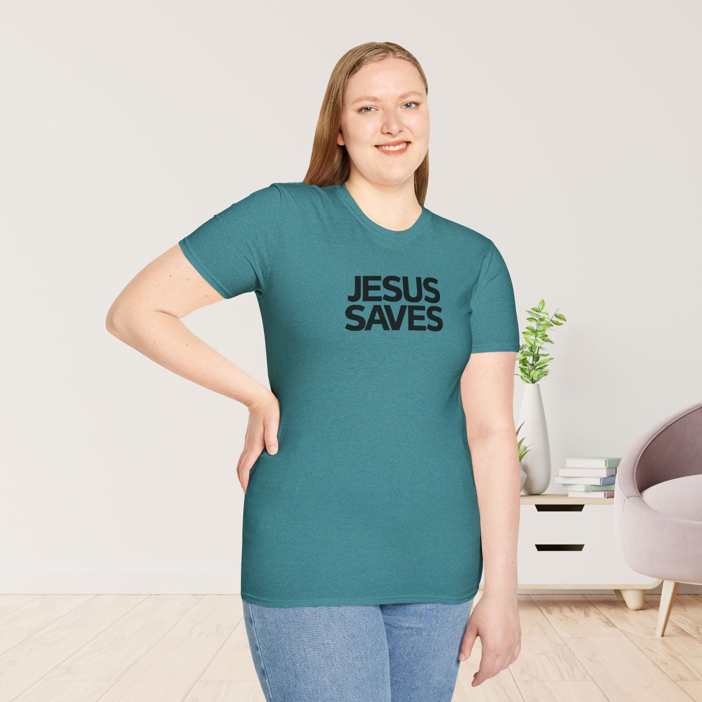 Unisex Jesus Saves Softstyle T-shirt - Acts 4:12 Bible Verse Christian Shirt